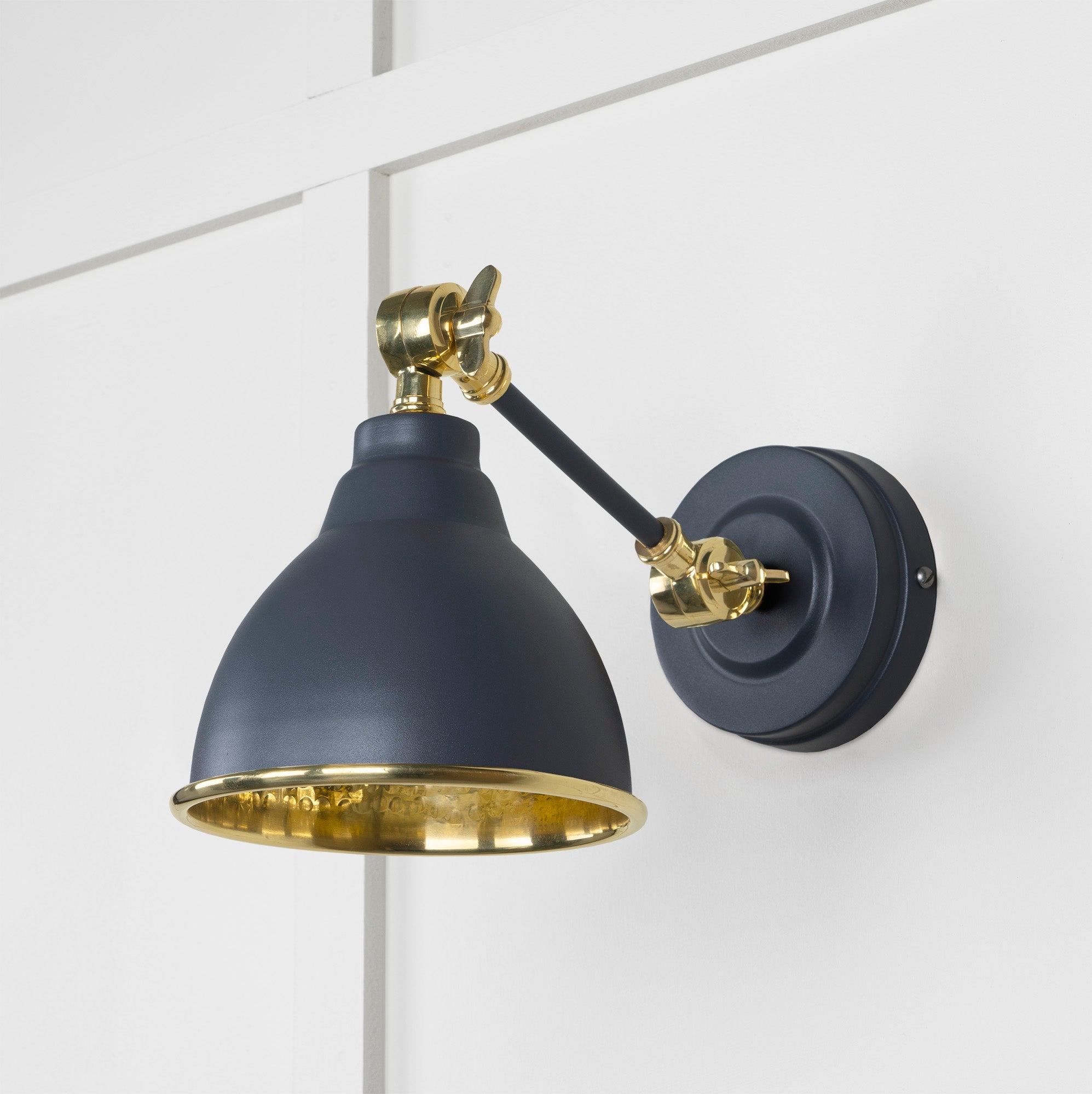 Hammered Brass Brindley Wall Light | Hammered Brass Slate - From the Anvil - EB London