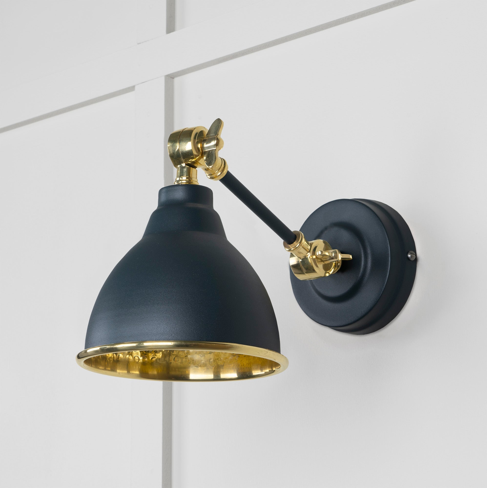 Hammered Brass Brindley Wall Light | Hammered Brass Soot - From the Anvil - EB London
