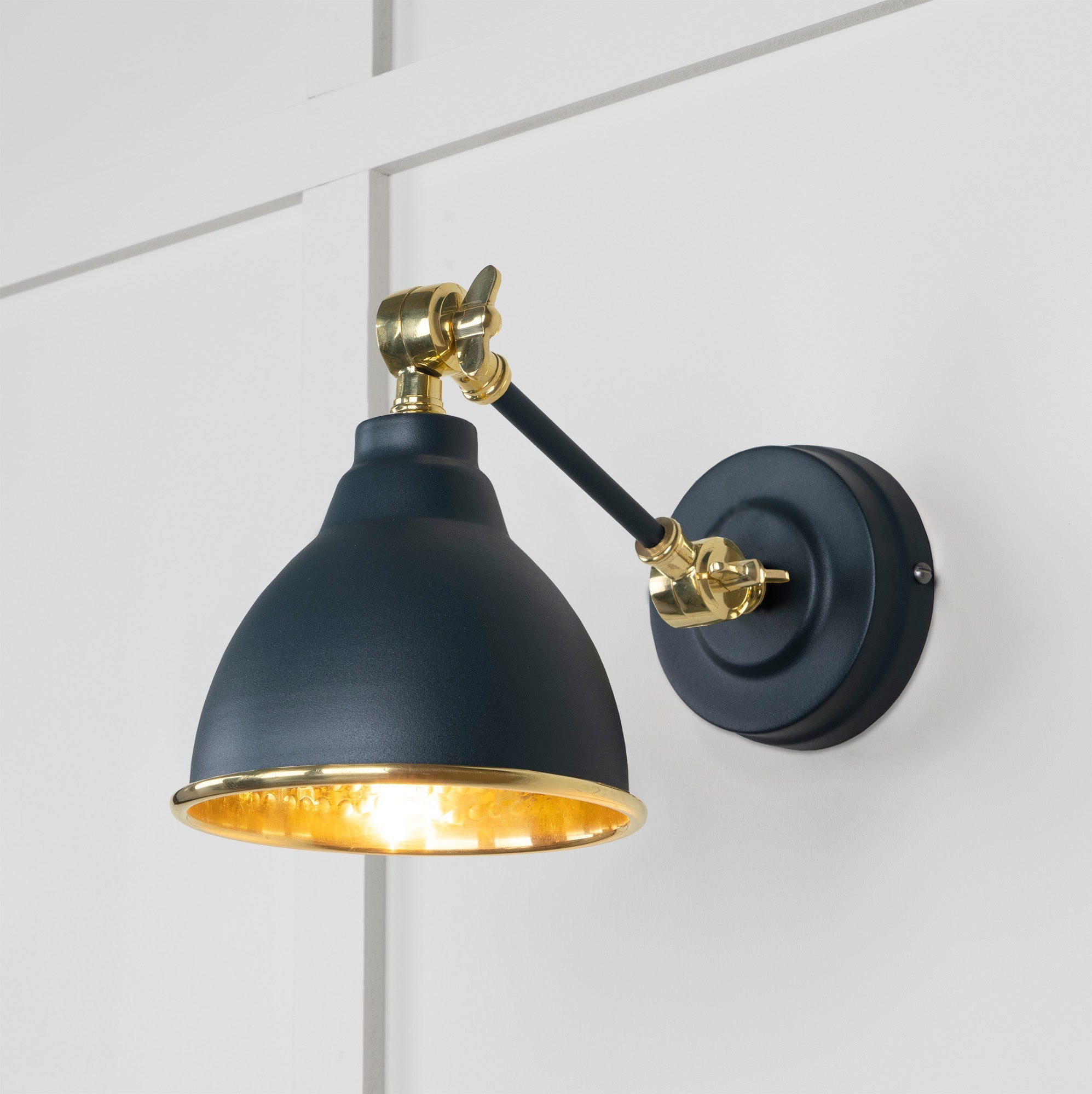 Hammered Brass Brindley Wall Light | Hammered Brass Soot - From the Anvil - EB London