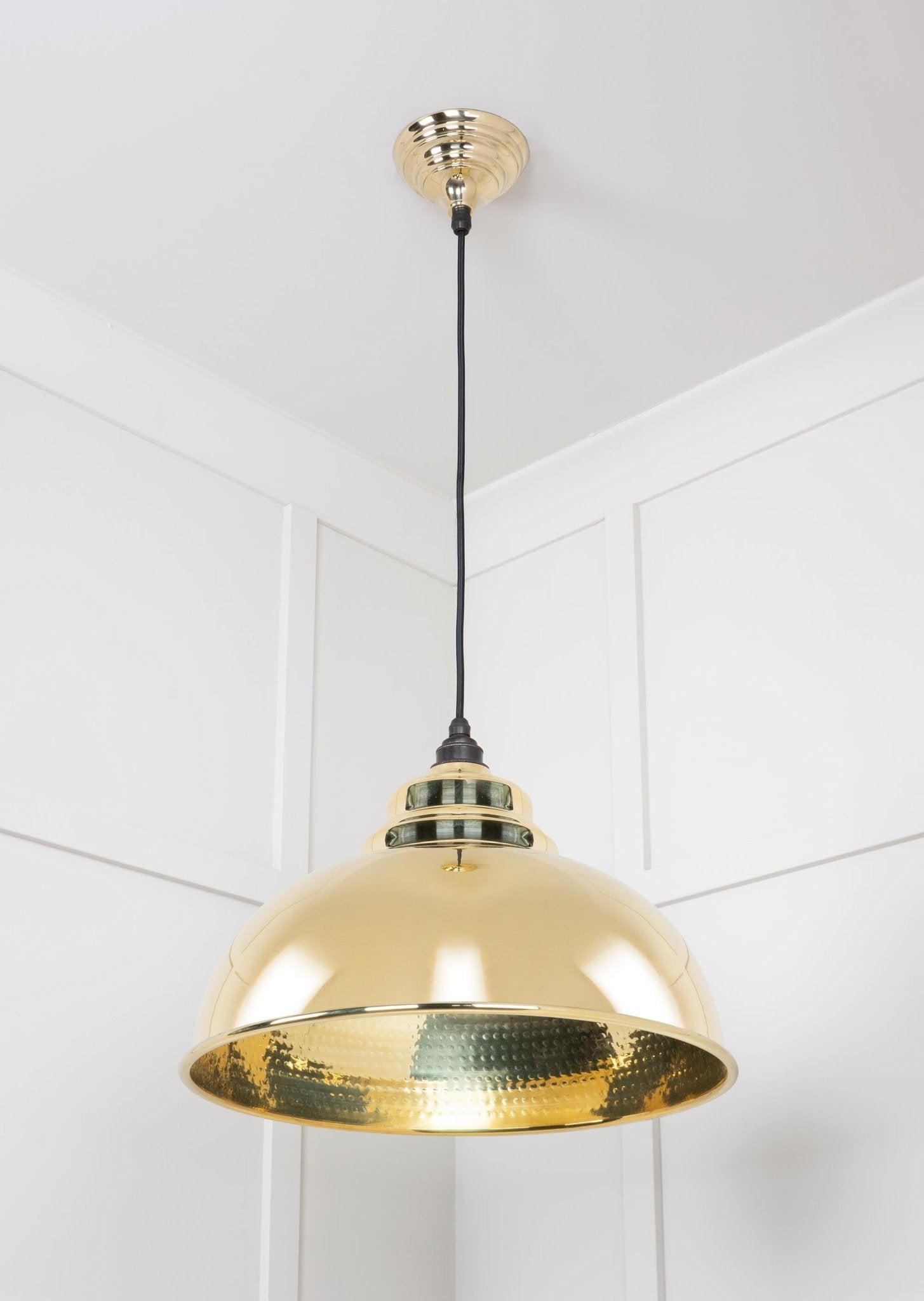 Hammered Brass Harborne Pendant | Bare - From The Anvil - EB London