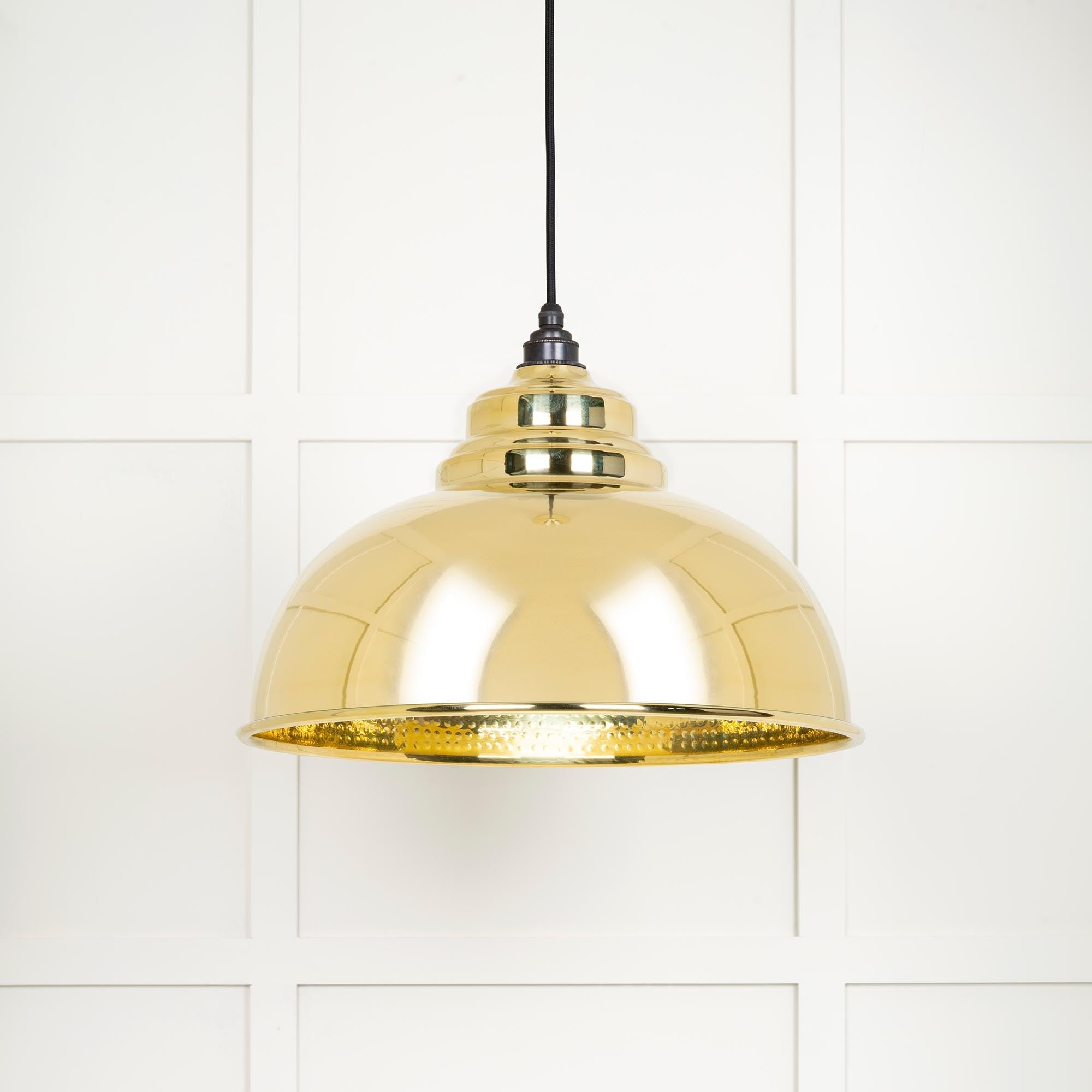 Hammered Brass Harborne Pendant | Bare - From The Anvil - EB London