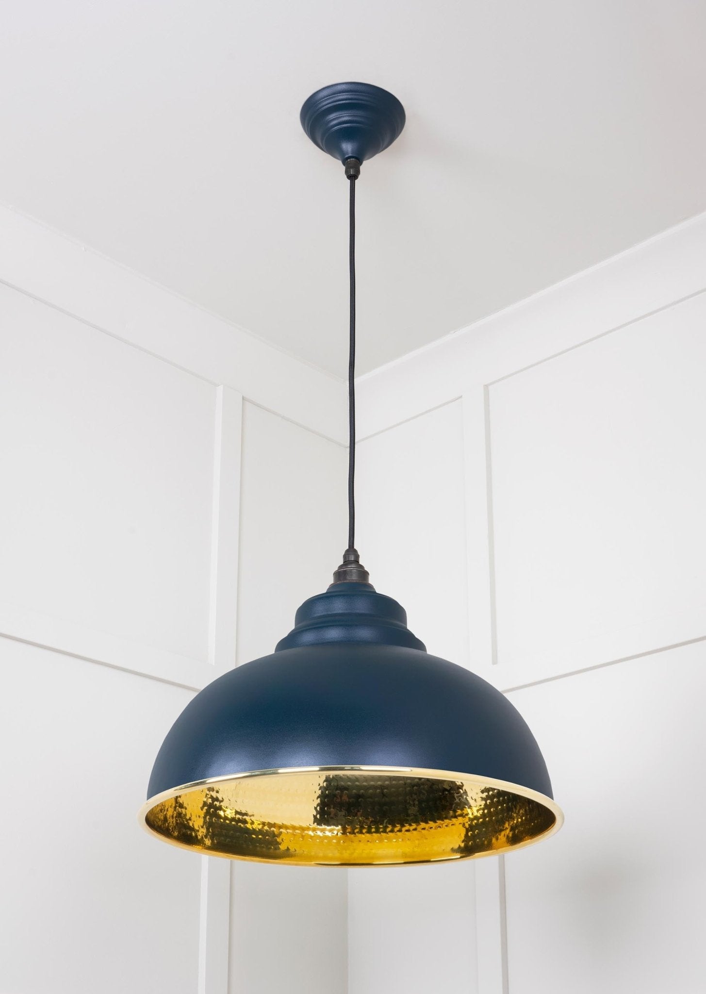 Hammered Brass Harborne Pendant | Dusk - From The Anvil - EB London