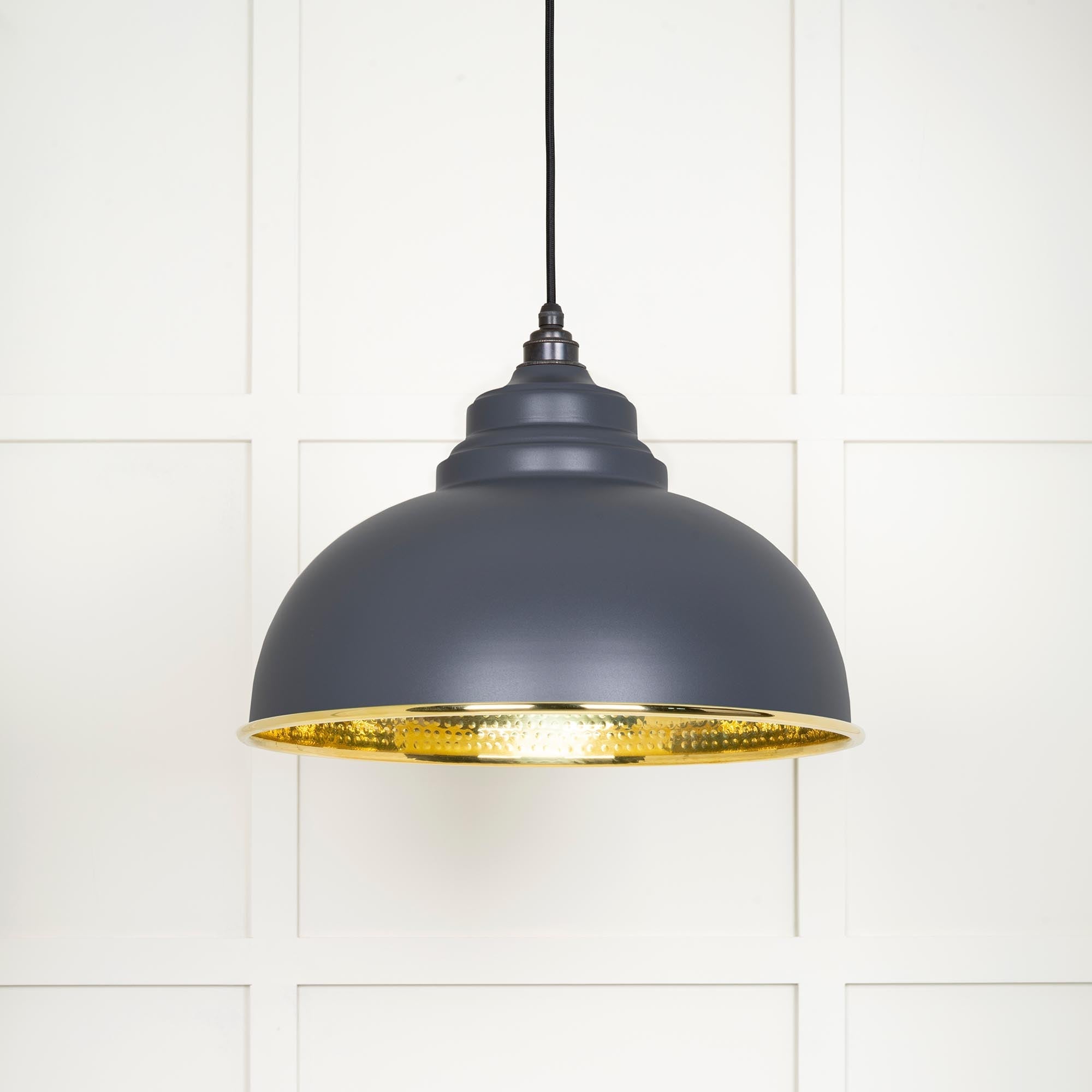 Hammered Brass Harborne Pendant | Slate - From The Anvil - EB London
