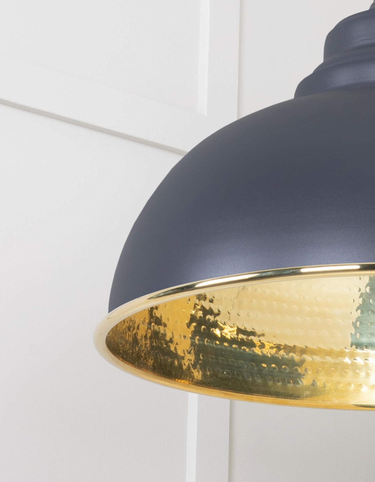 Hammered Brass Harborne Pendant | Slate - From The Anvil - EB London