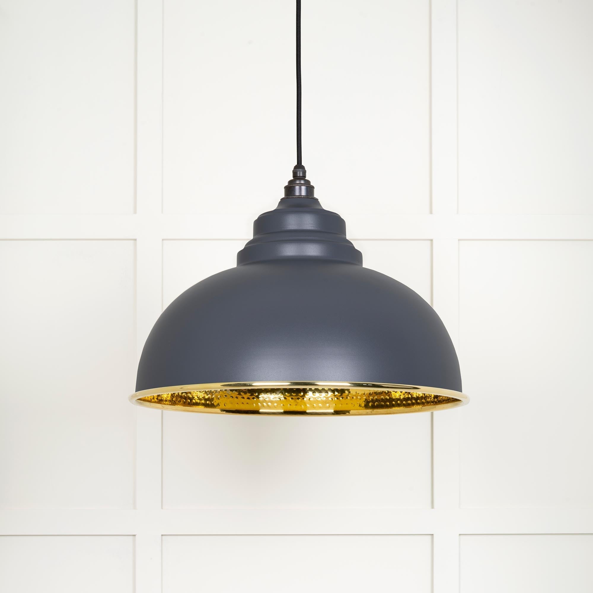Hammered Brass Harborne Pendant | Slate - From The Anvil - EB London