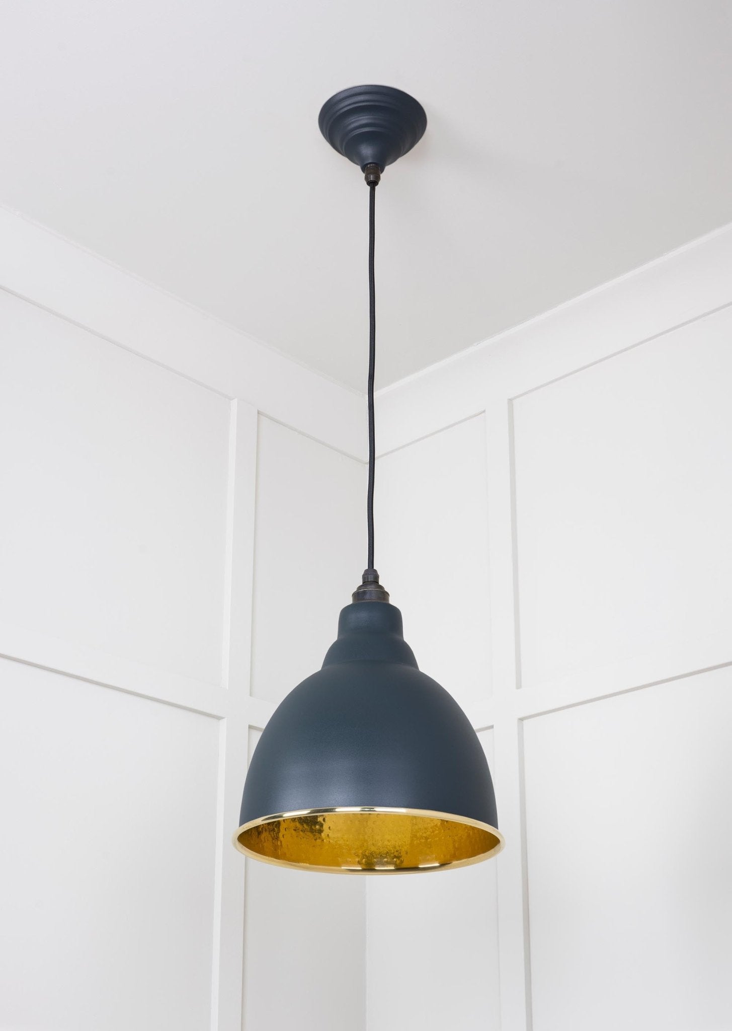 Hammered Brass Harborne Pendant | Soot - From The Anvil - EB London