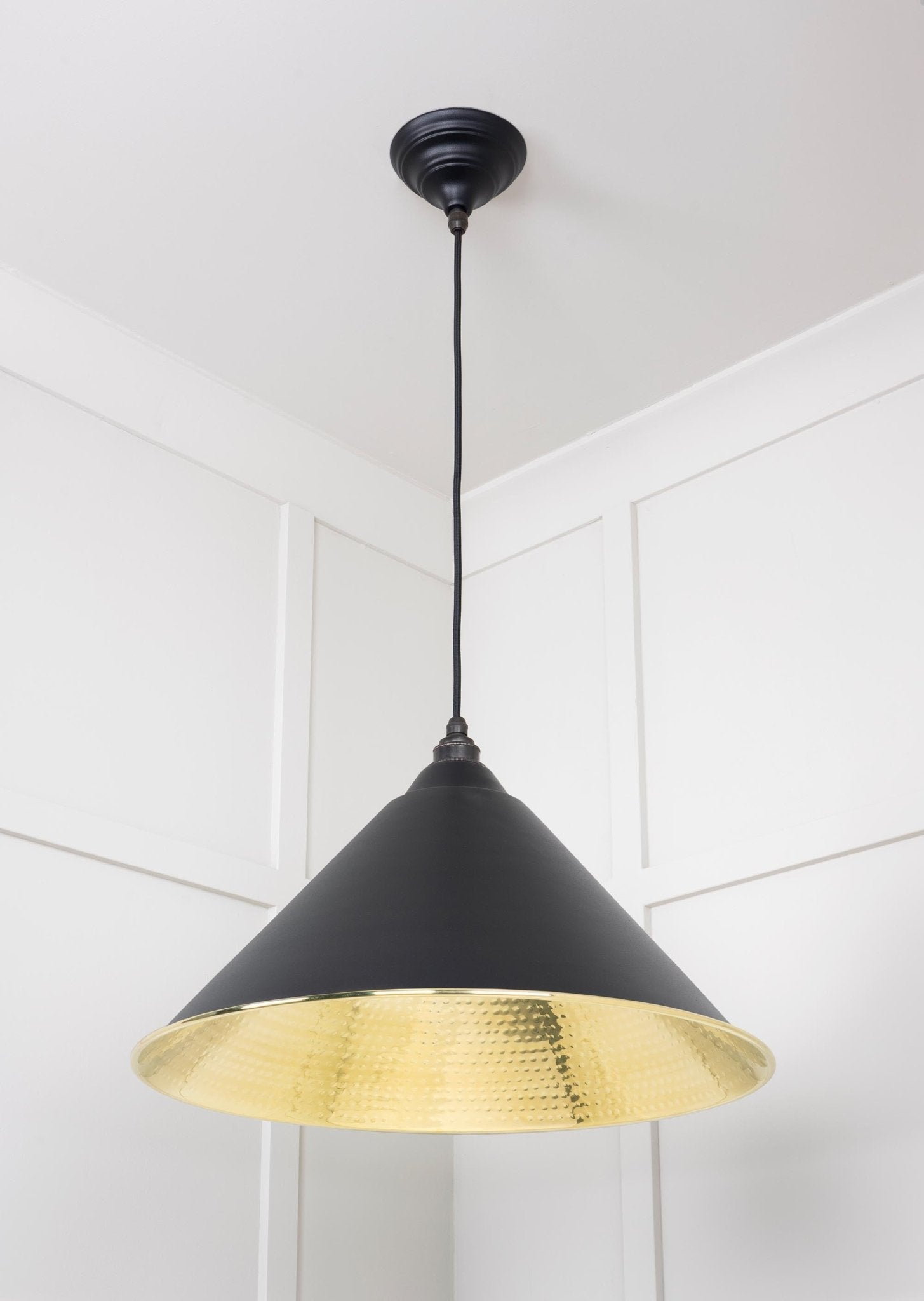 Hammered Brass Hockley Pendant | Elan Black - From The Anvil - EB London