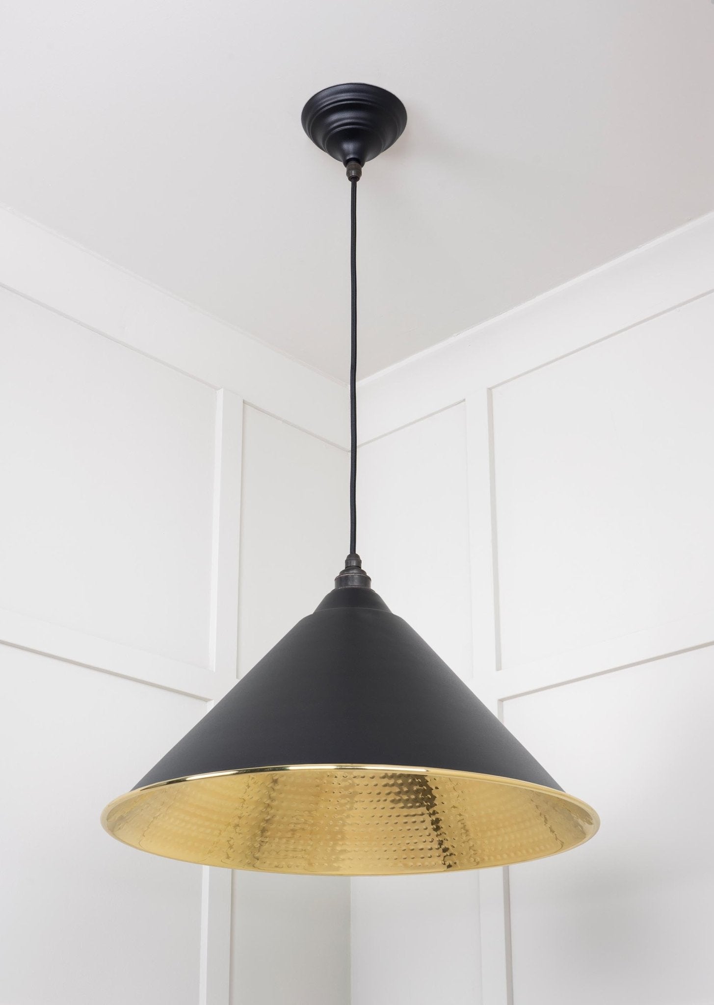 Hammered Brass Hockley Pendant | Elan Black - From The Anvil - EB London