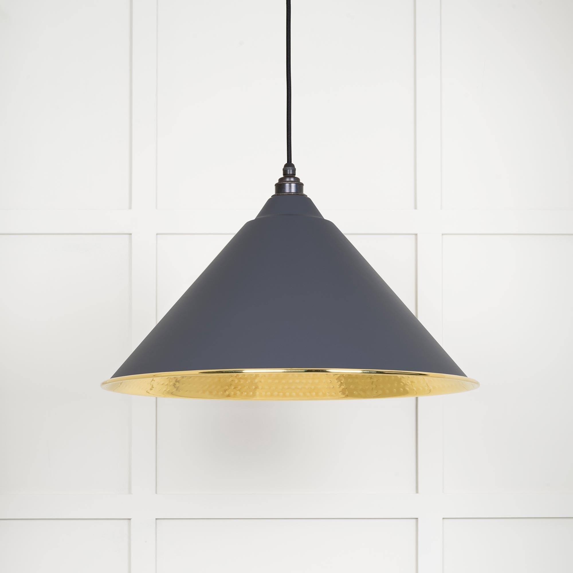 Hammered Brass Hockley Pendant | Slate - From The Anvil - EB London
