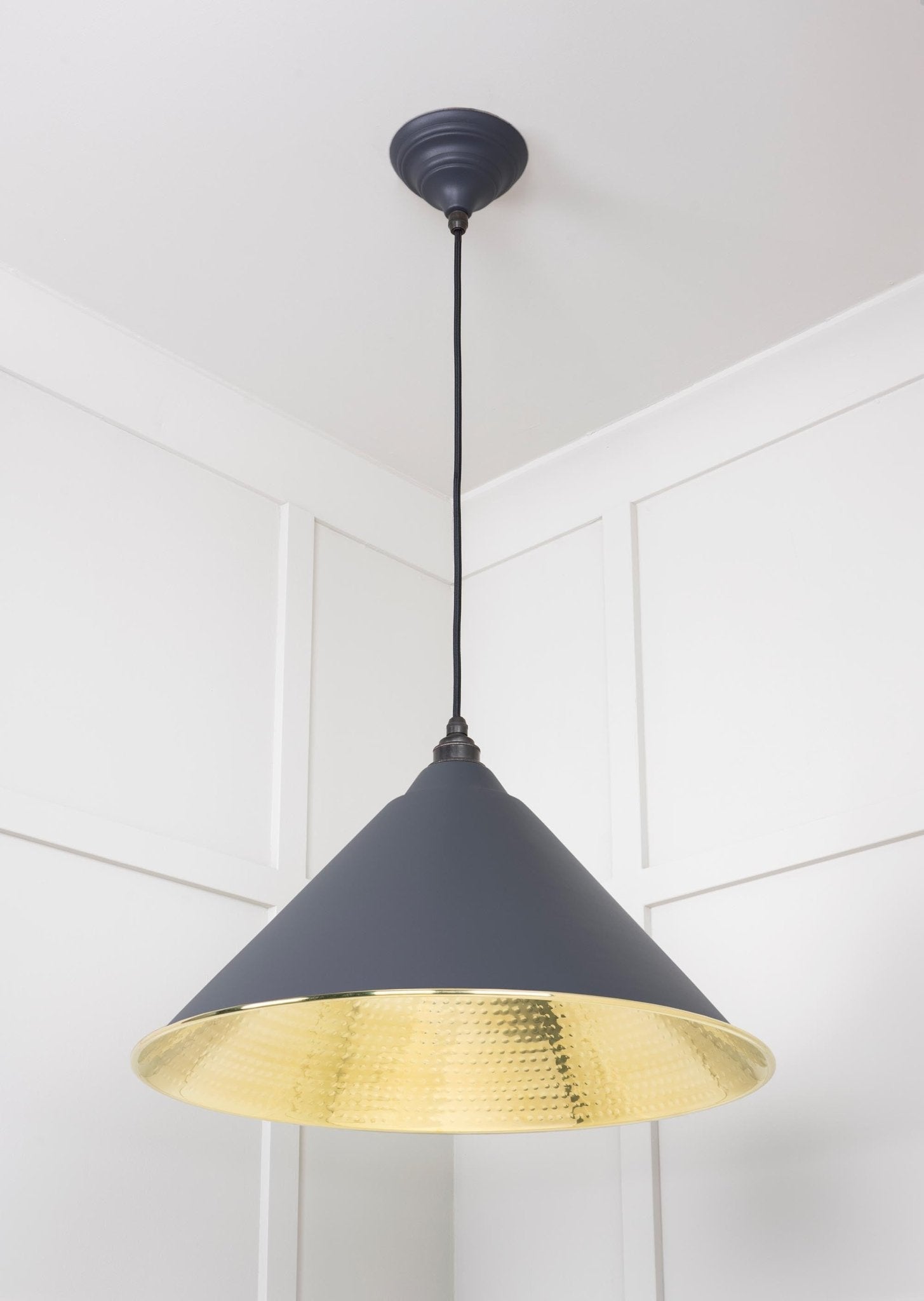 Hammered Brass Hockley Pendant | Slate - From The Anvil - EB London