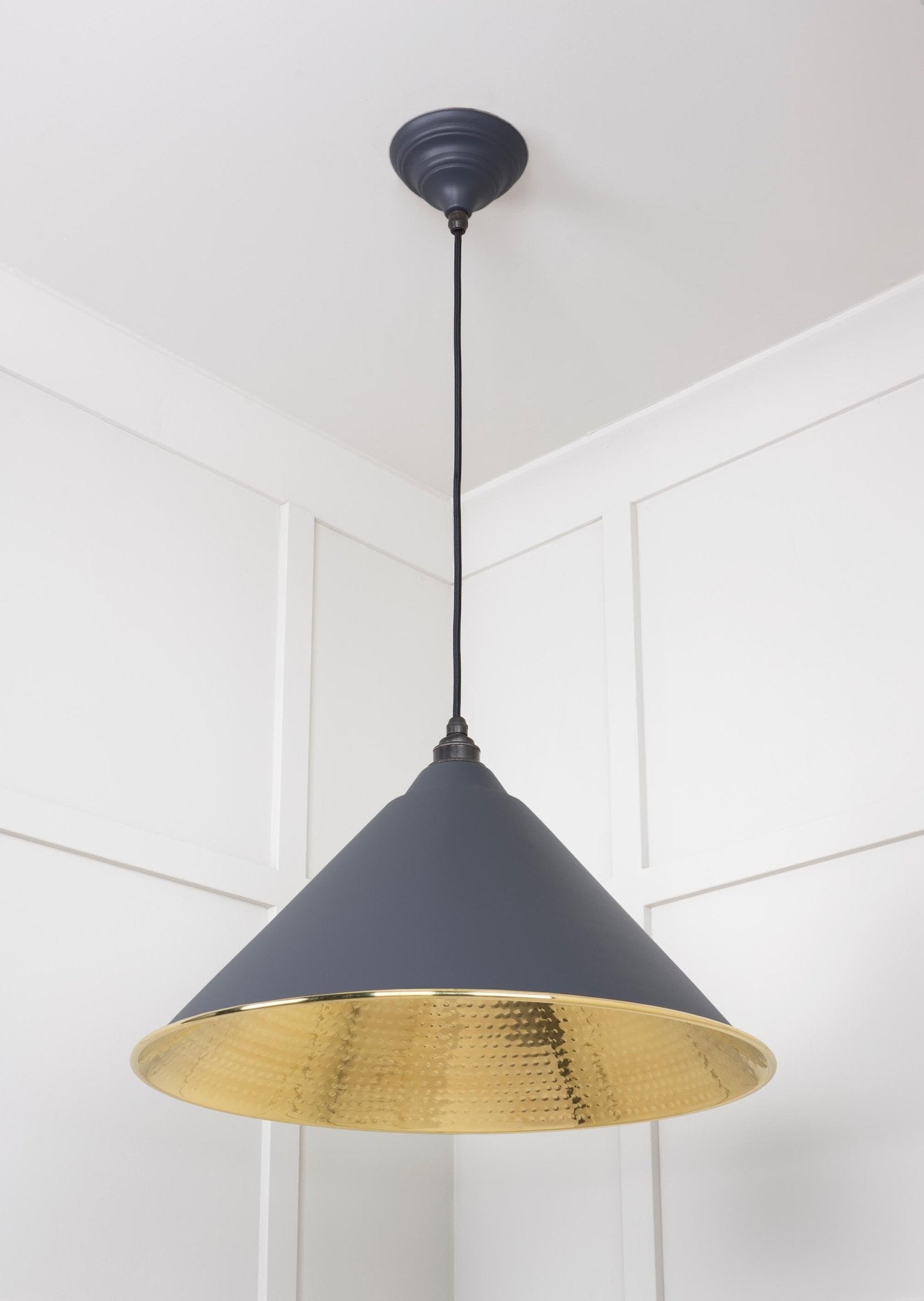 Hammered Brass Hockley Pendant | Slate - From The Anvil - EB London