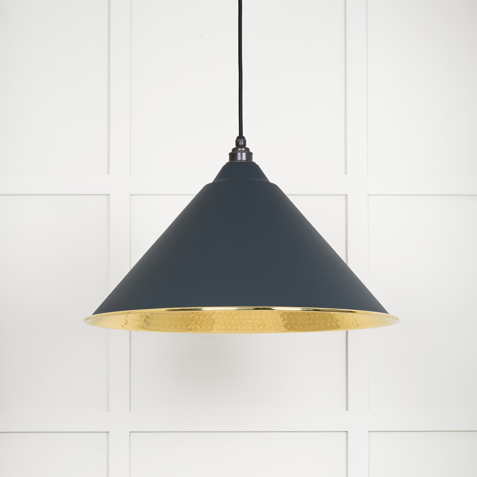 Hammered Brass Hockley Pendant | Soot - From The Anvil - EB London