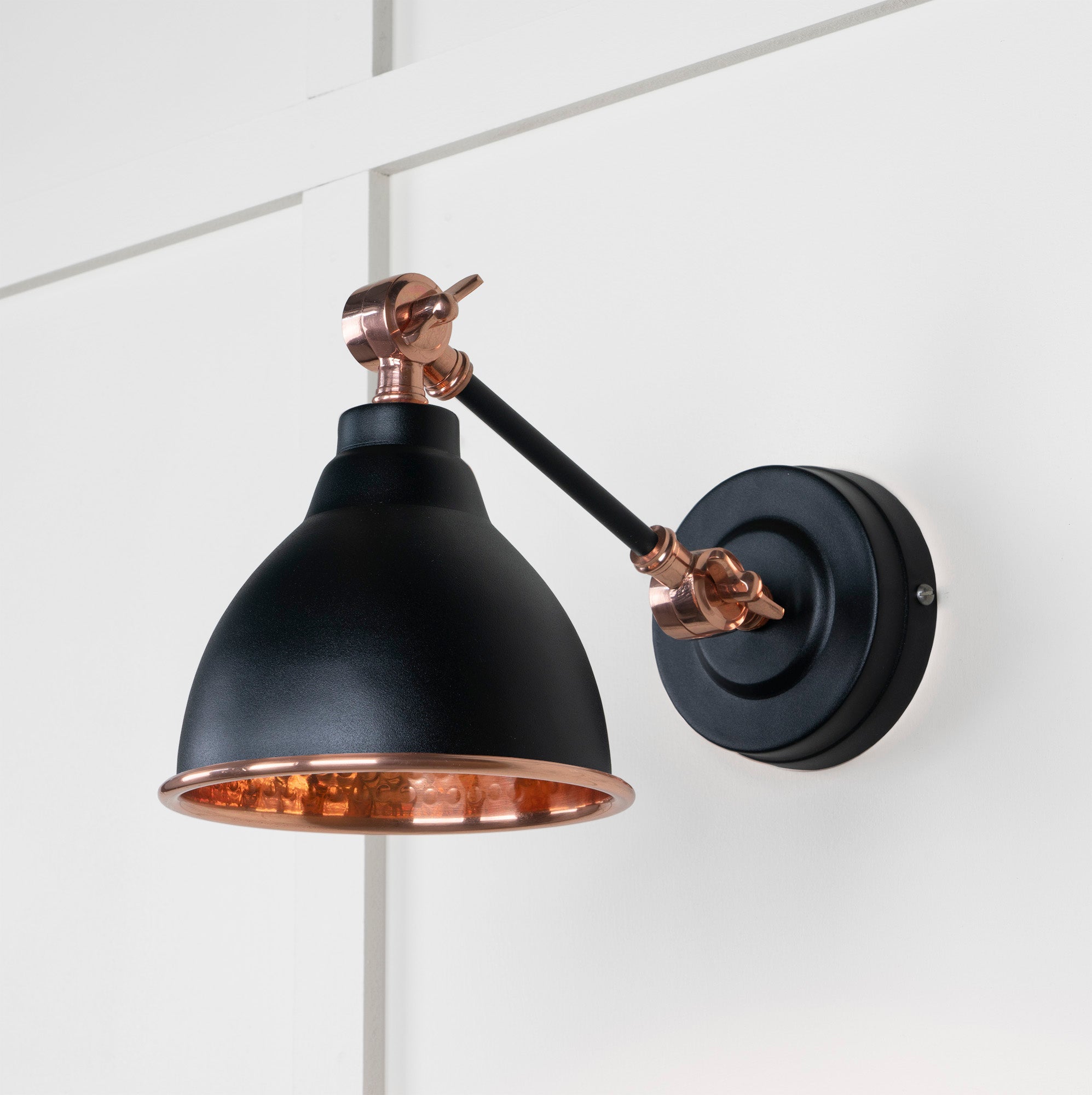 Hammered Copper Brindley Wall Light | Hammered Copper Elan Black - From the Anvil - EB London