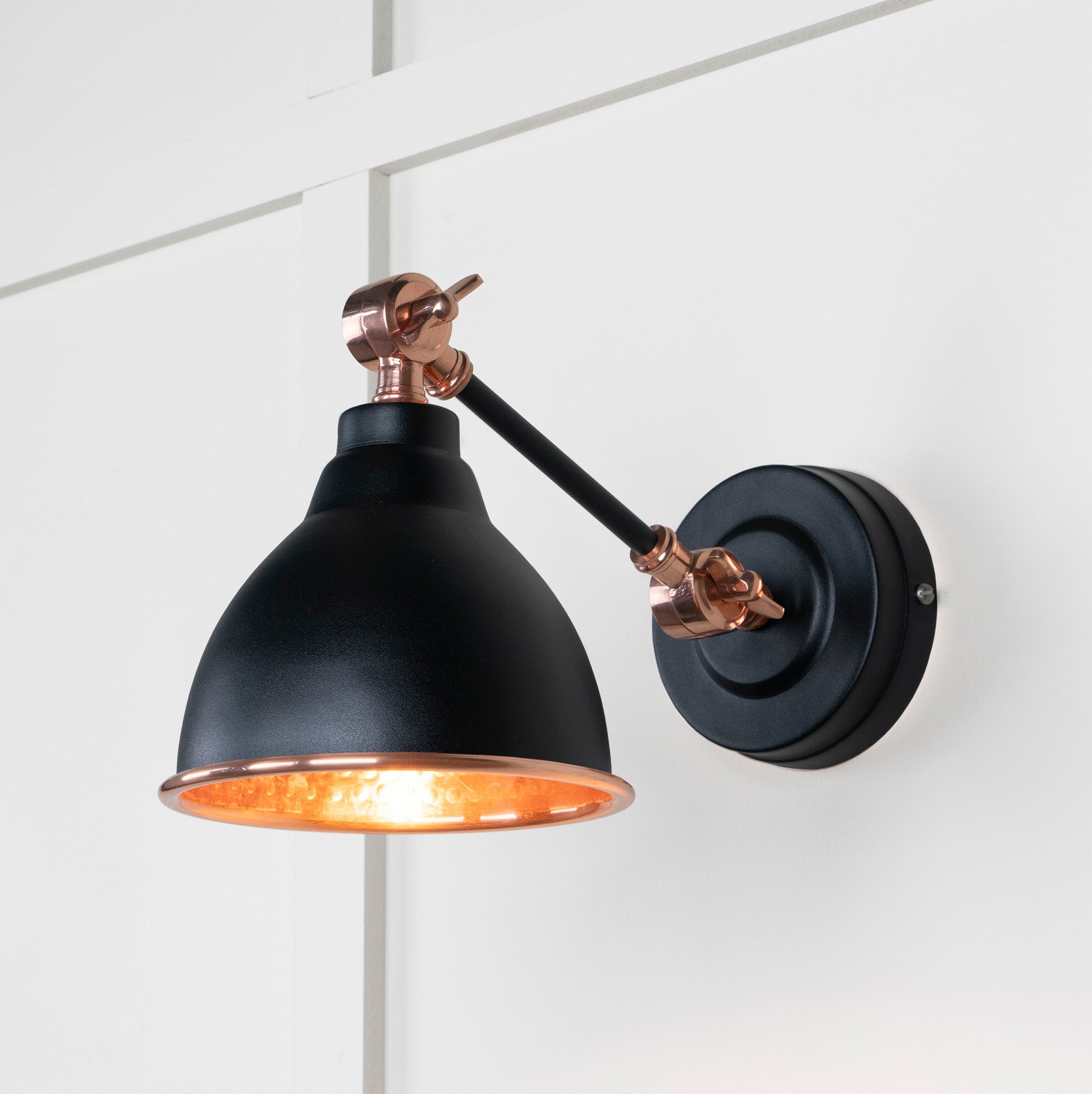 Hammered Copper Brindley Wall Light | Hammered Copper Elan Black - From the Anvil - EB London