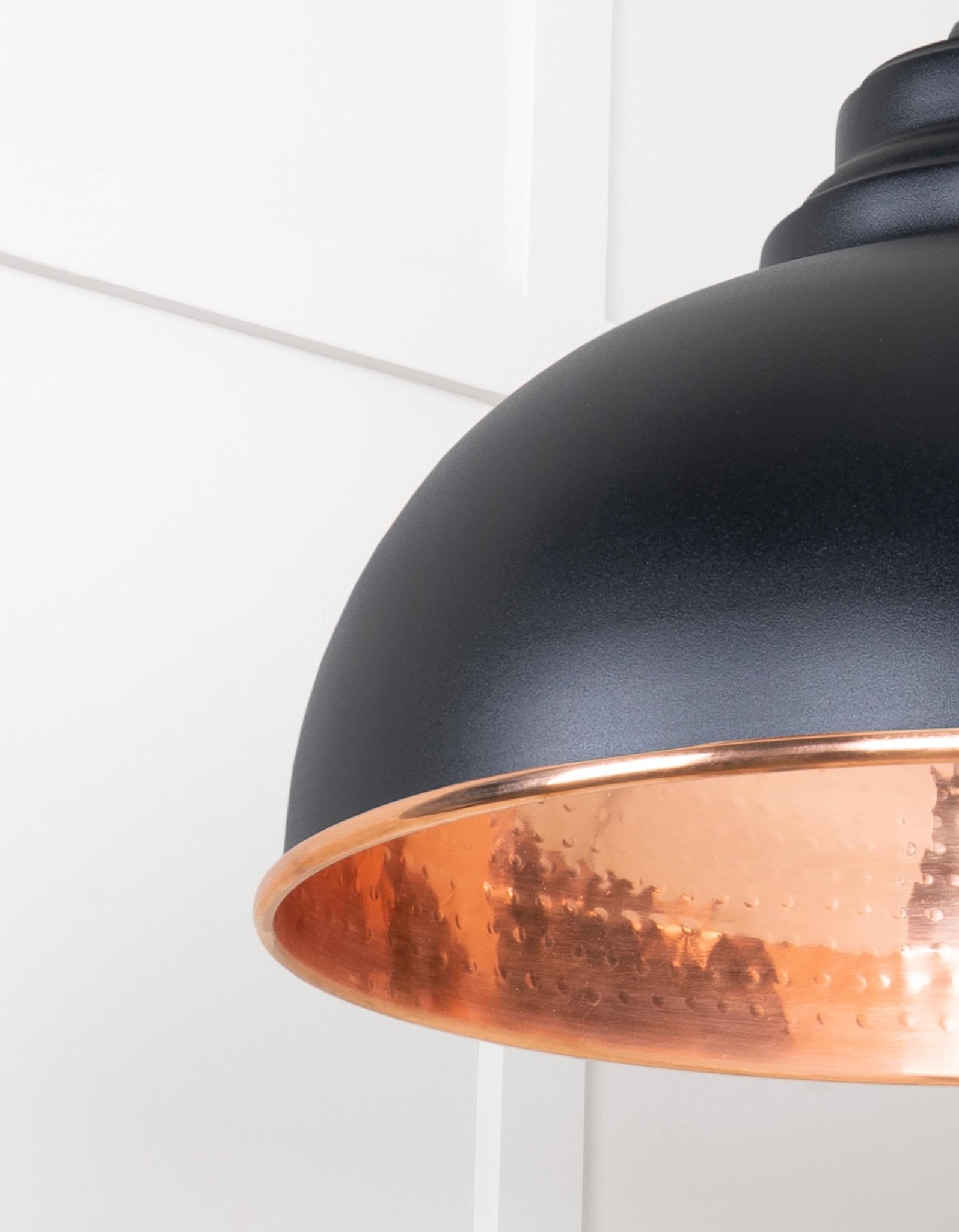 Hammered Copper Harborne Pendant | Elan Black - From The Anvil - EB London