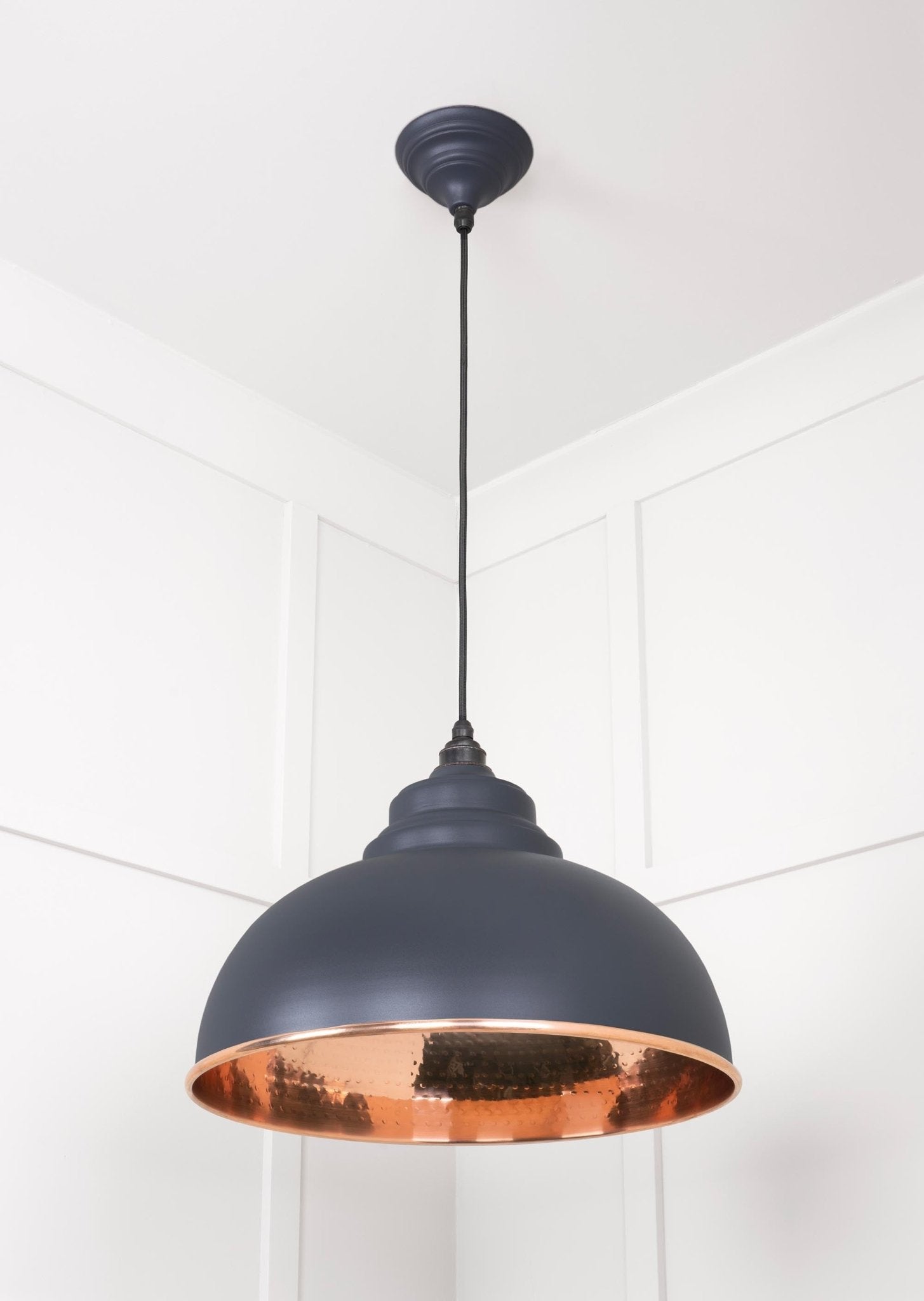 Hammered Copper Harborne Pendant | Slate - From The Anvil - EB London