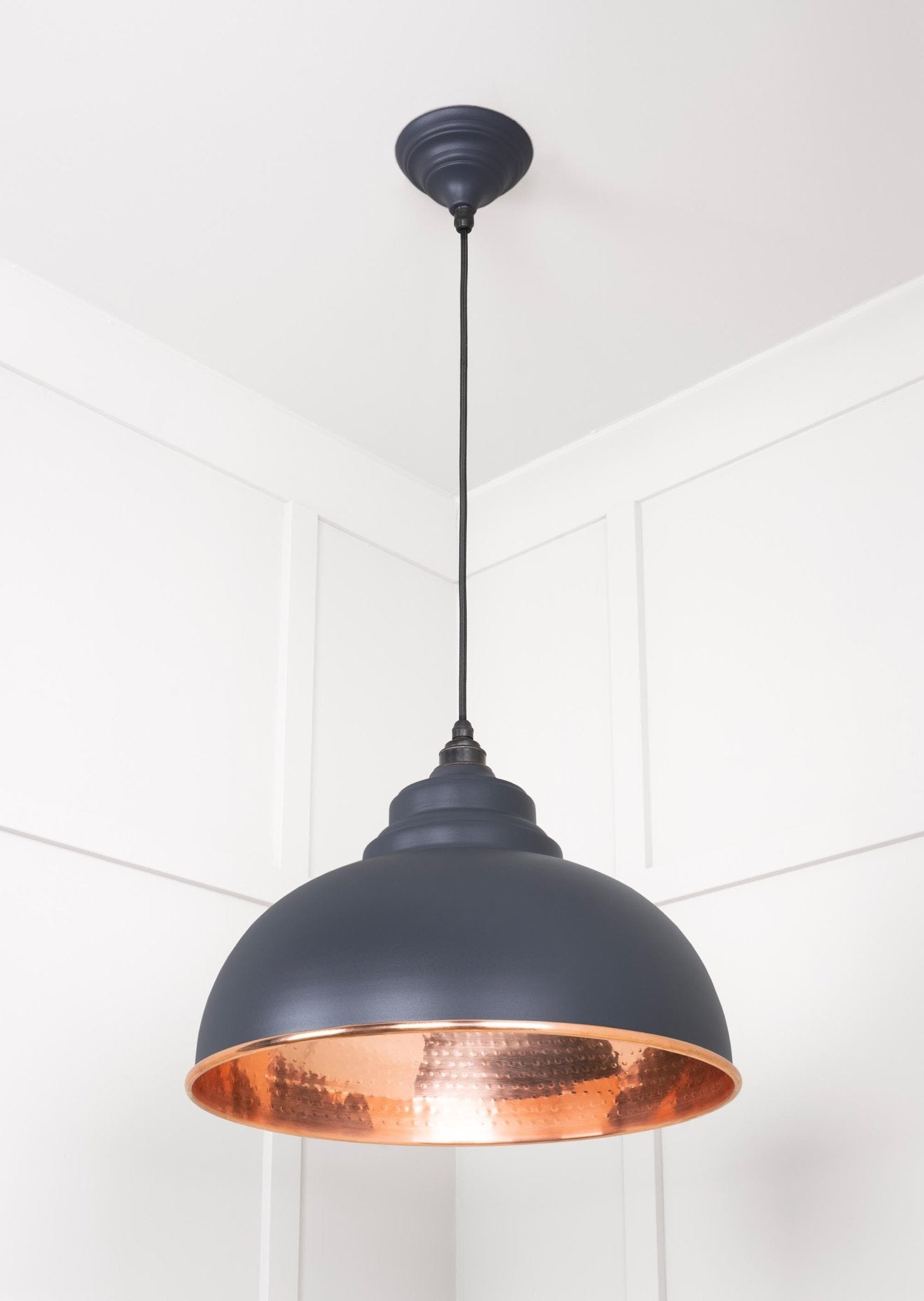 Hammered Copper Harborne Pendant | Slate - From The Anvil - EB London