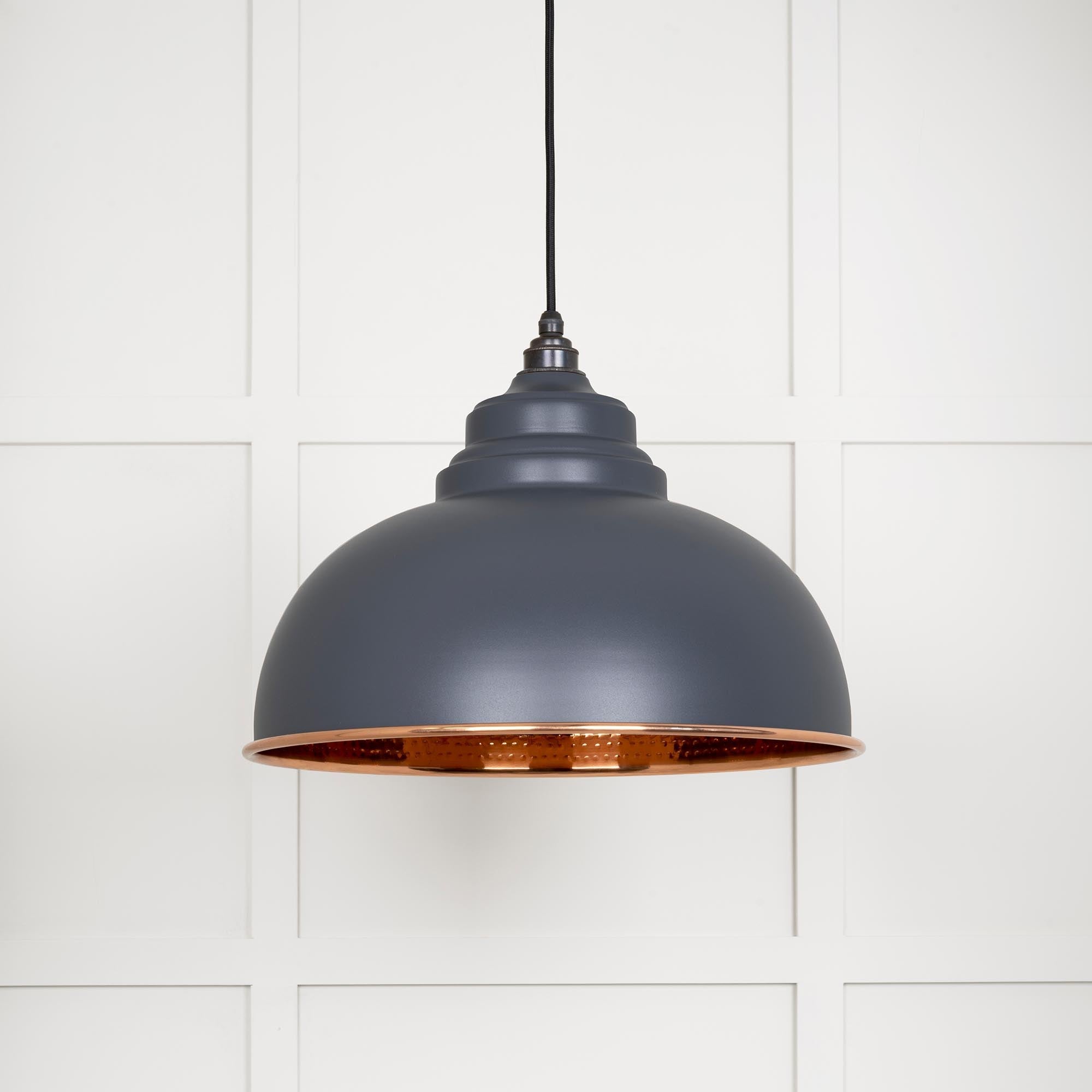 Hammered Copper Harborne Pendant | Slate - From The Anvil - EB London