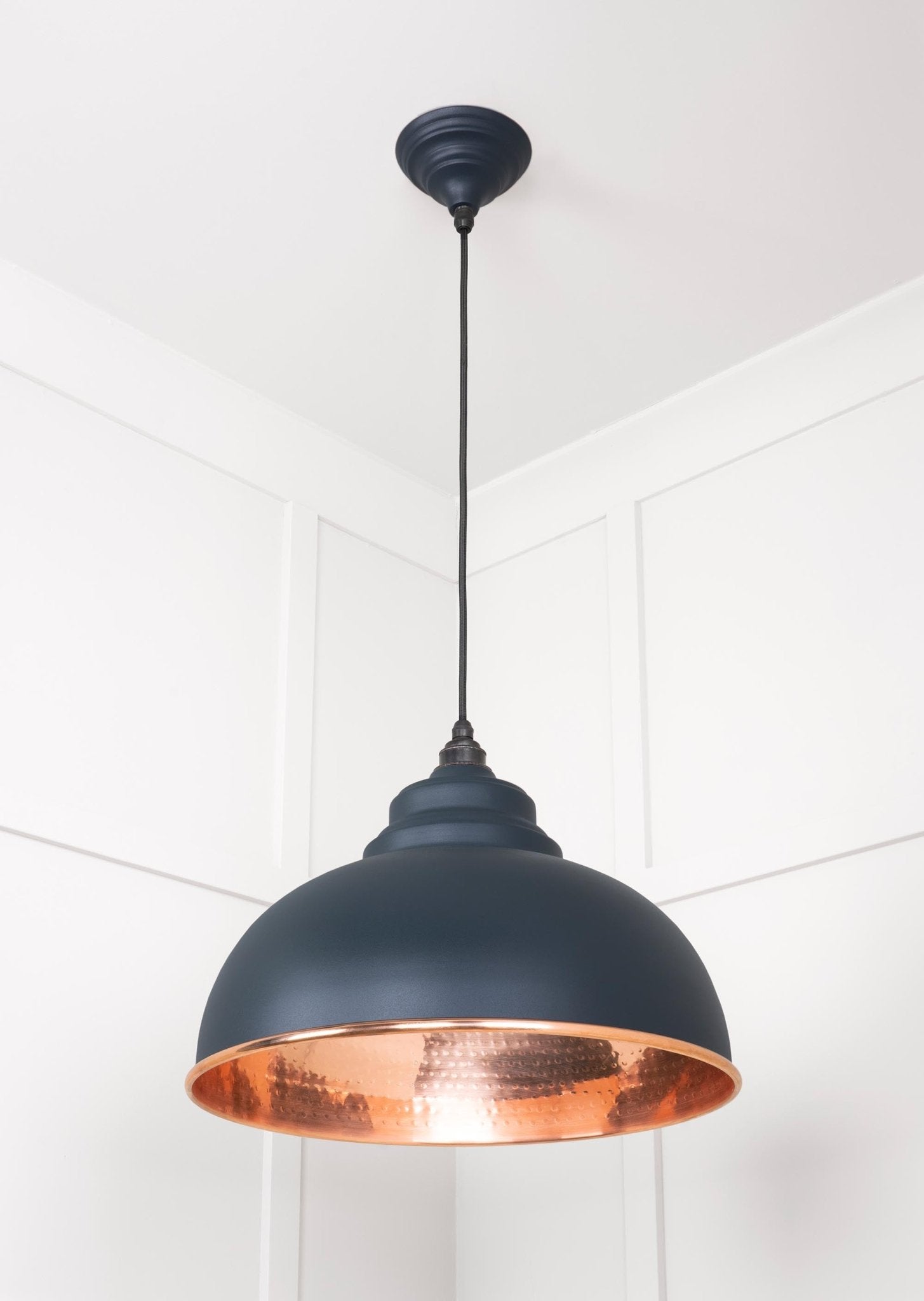Hammered Copper Harborne Pendant | Soot - From The Anvil - EB London