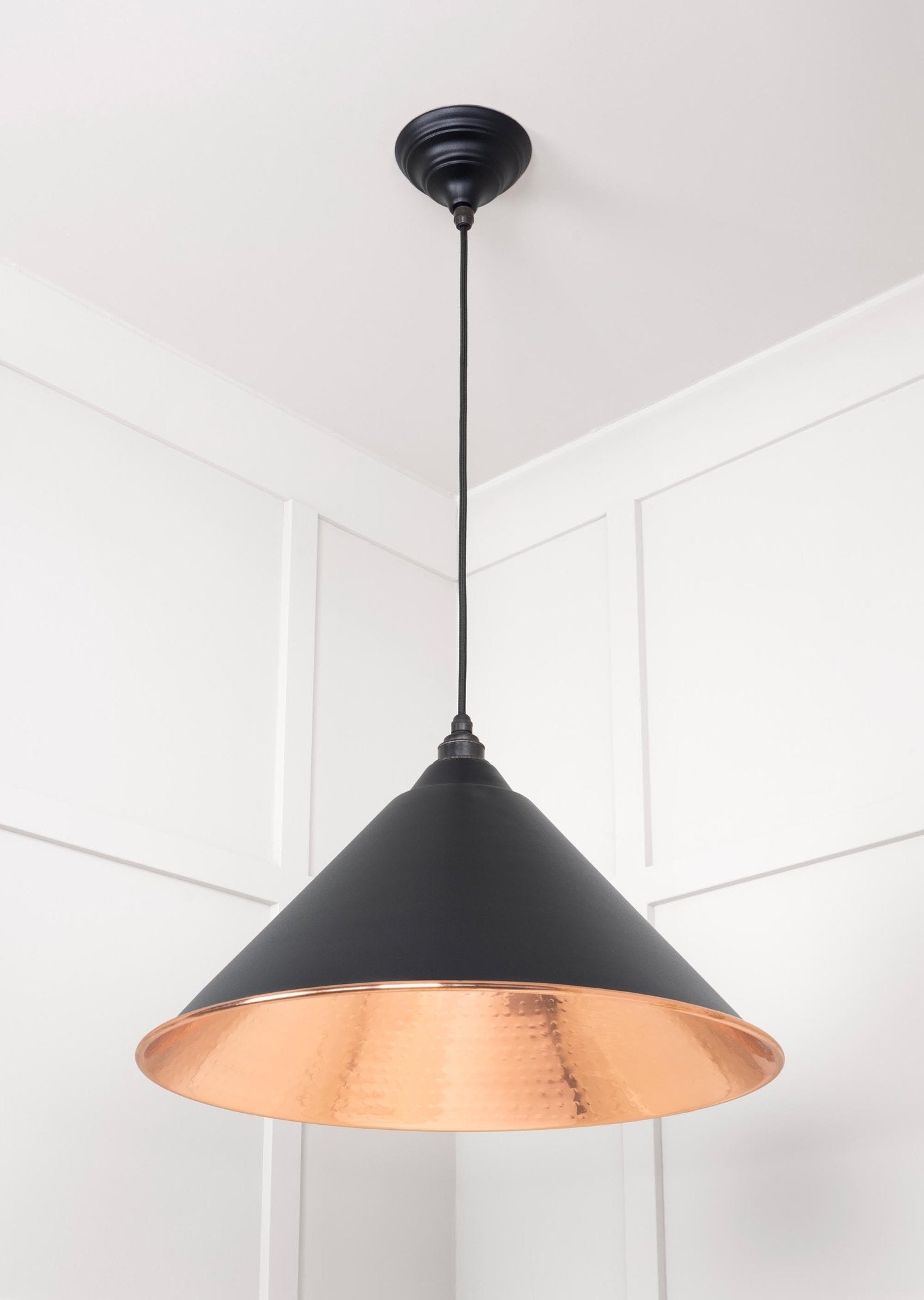 Hammered Copper Hockley Pendant |Elan Black - From The Anvil - EB London