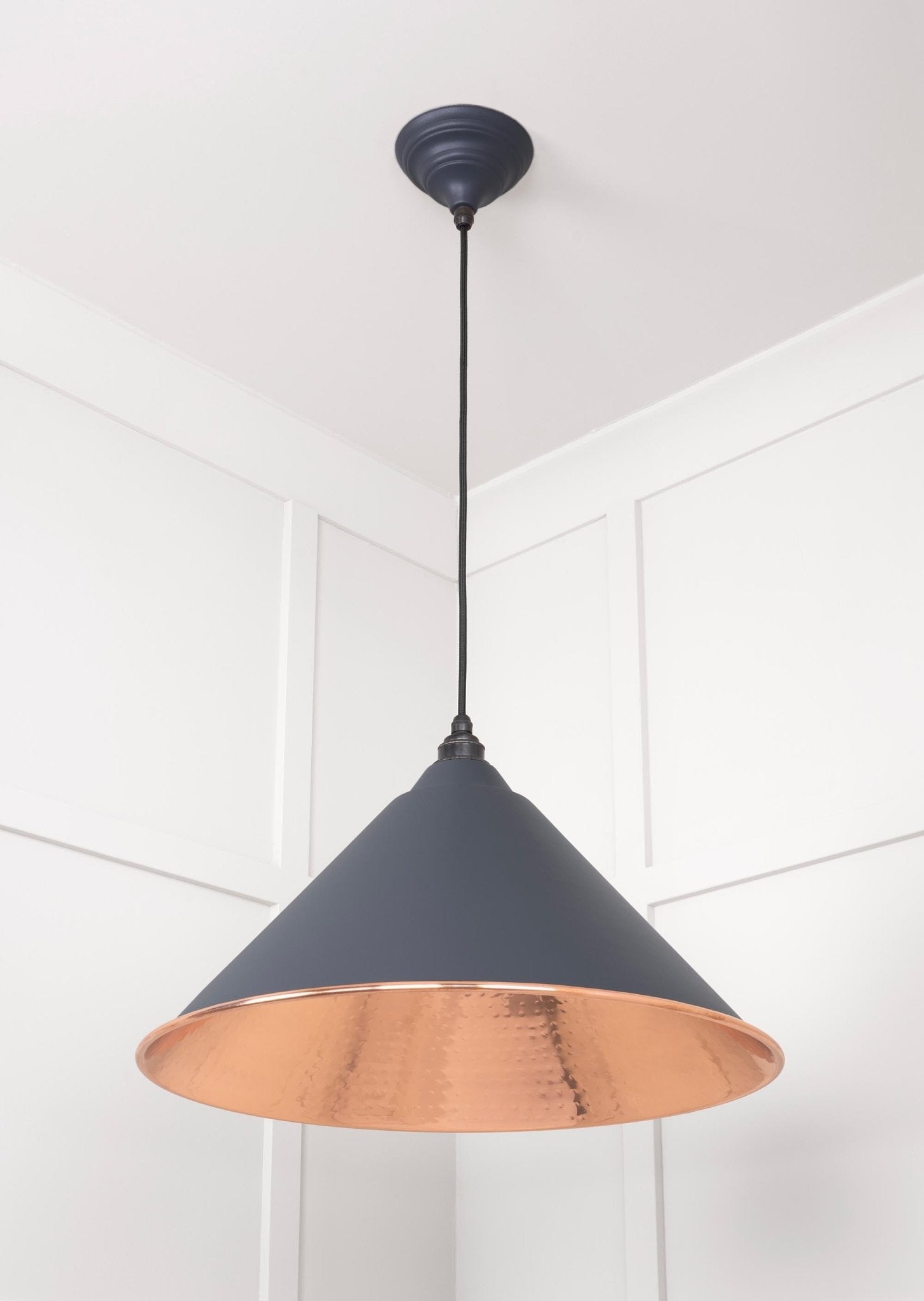Hammered Copper Hockley Pendant | Slate - From The Anvil - EB London