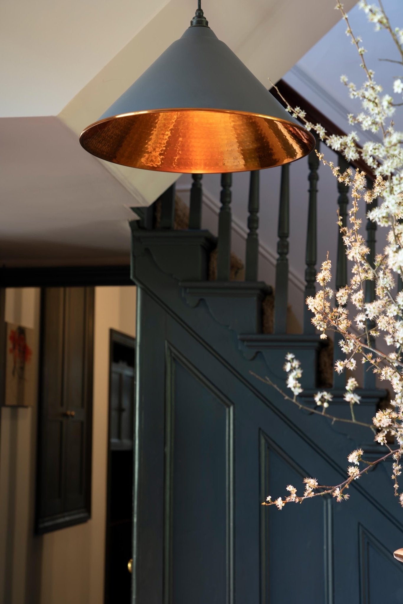 Hammered Copper Hockley Pendant | Slate - From The Anvil - EB London