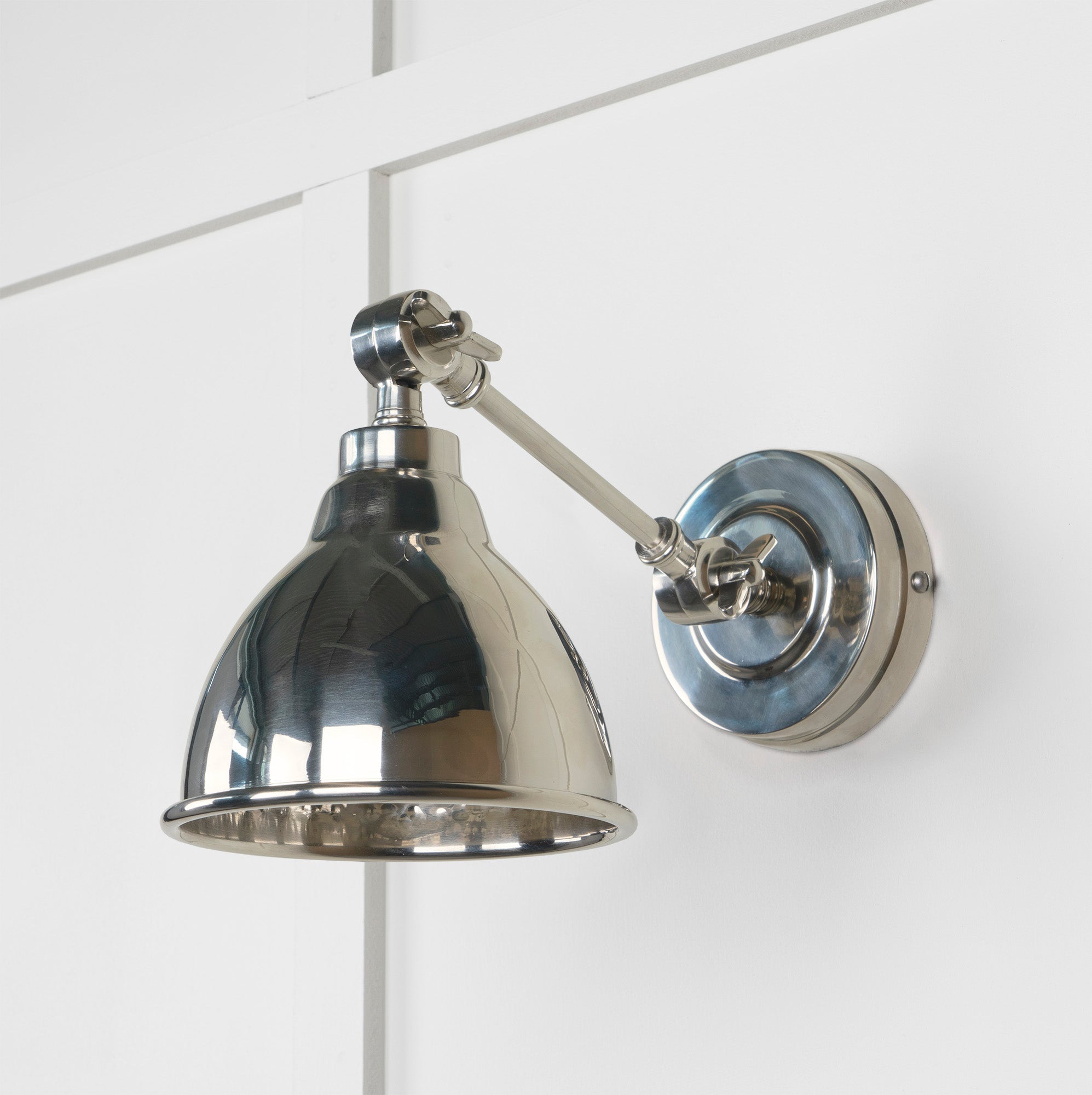 Hammered Nickel Brindley Wall Light | Hammered Nickel Bare - From the Anvil - EB London