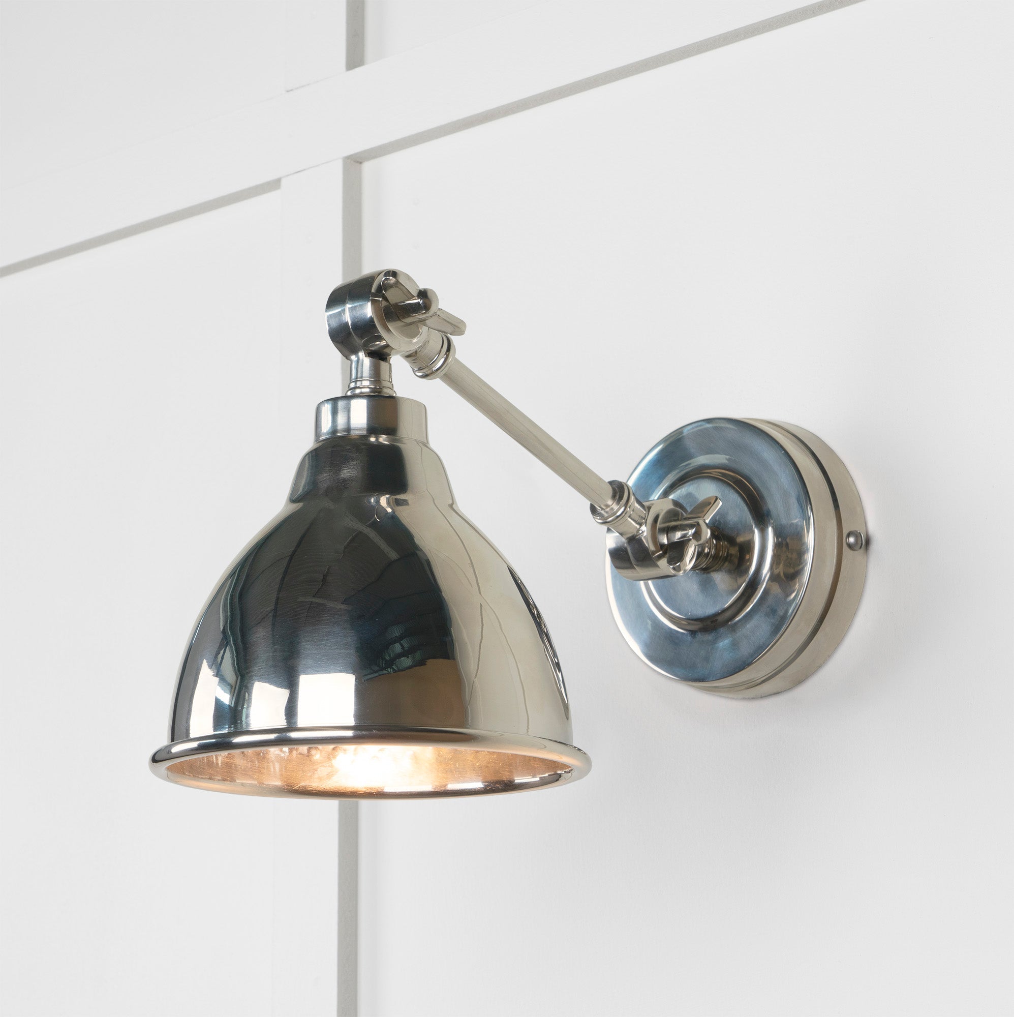 Hammered Nickel Brindley Wall Light | Hammered Nickel Bare - From the Anvil - EB London
