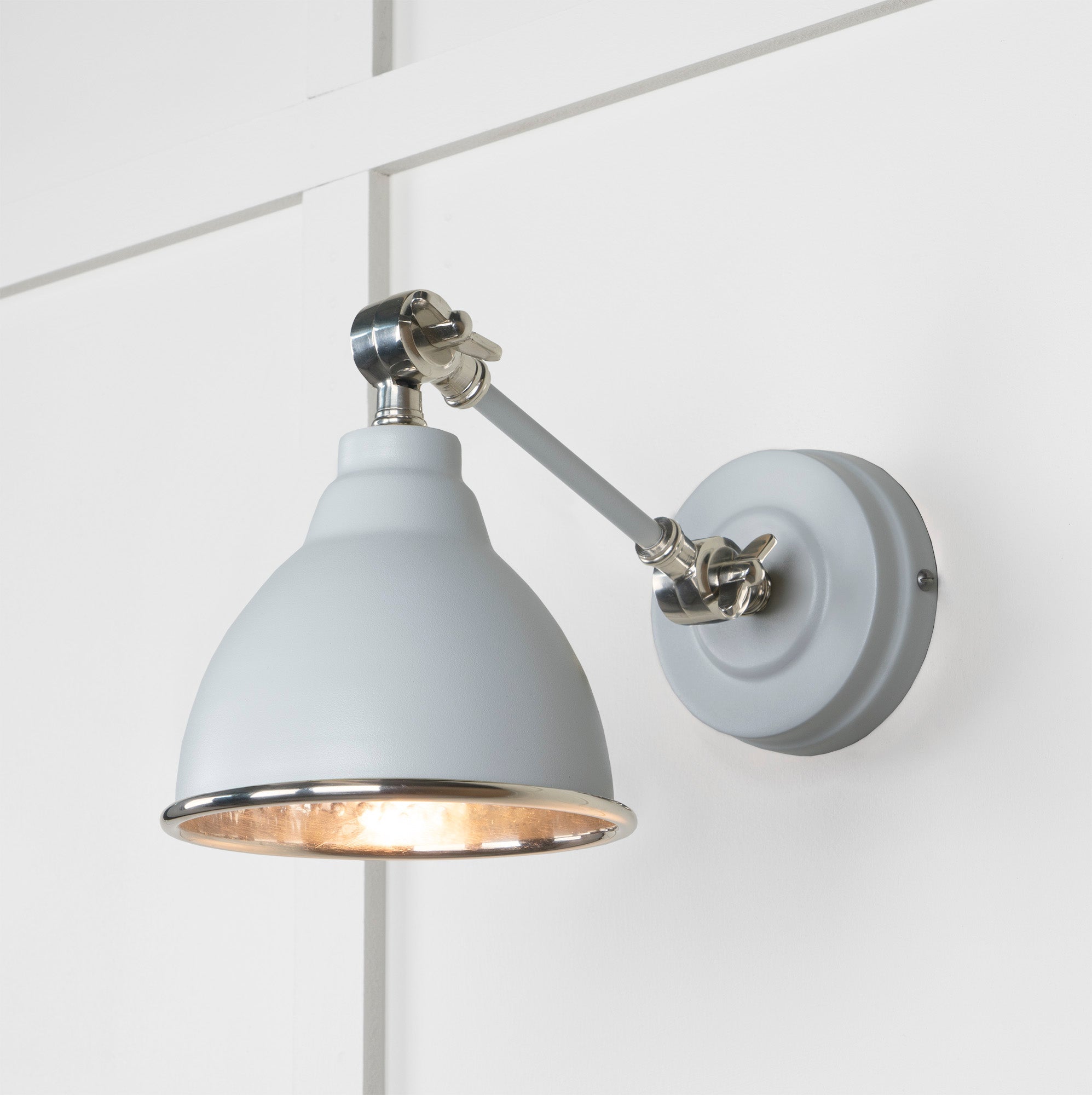 Hammered Nickel Brindley Wall Light | Hammered Nickel Birch - From the Anvil - EB London