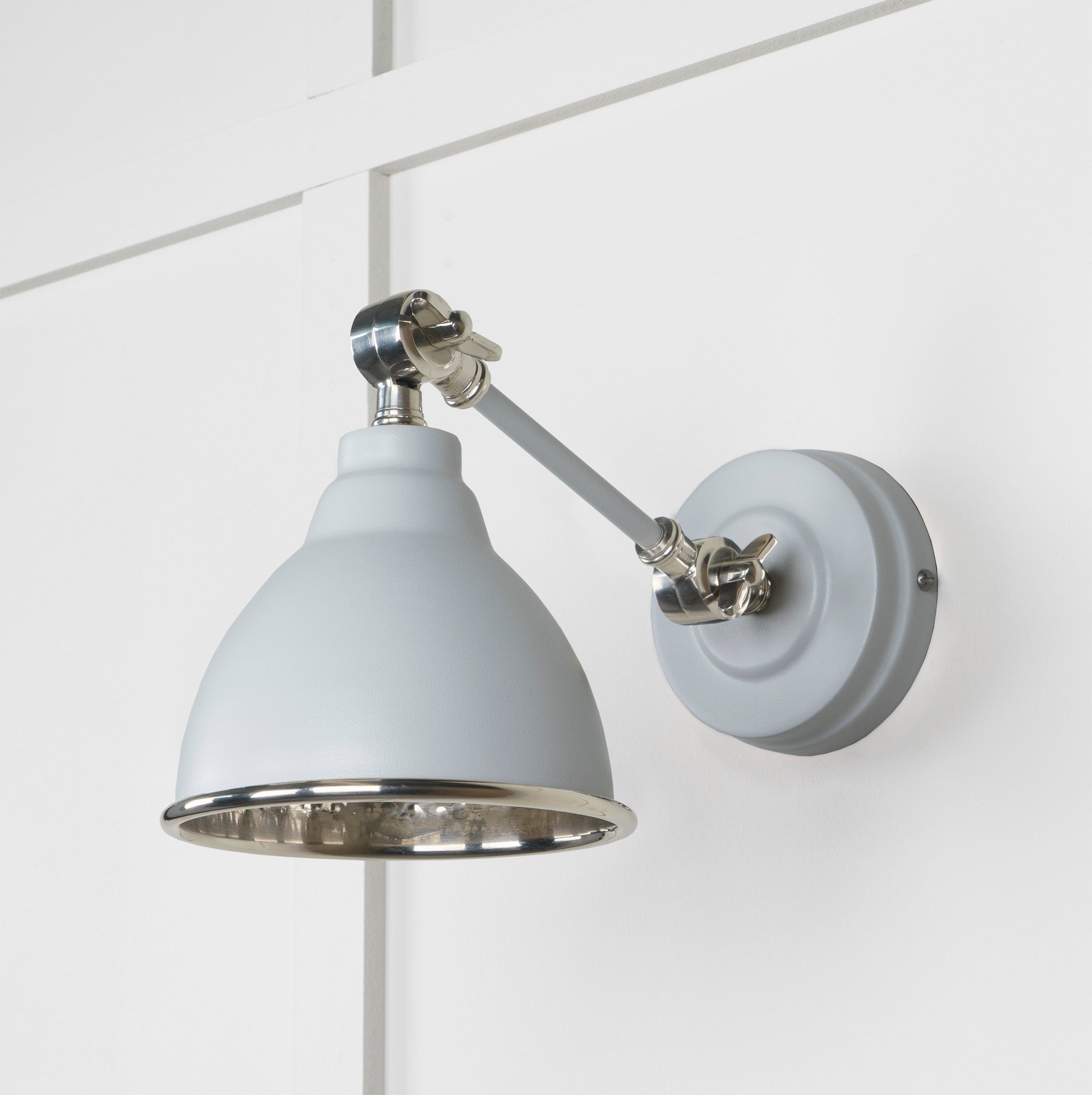 Hammered Nickel Brindley Wall Light | Hammered Nickel Birch - From the Anvil - EB London