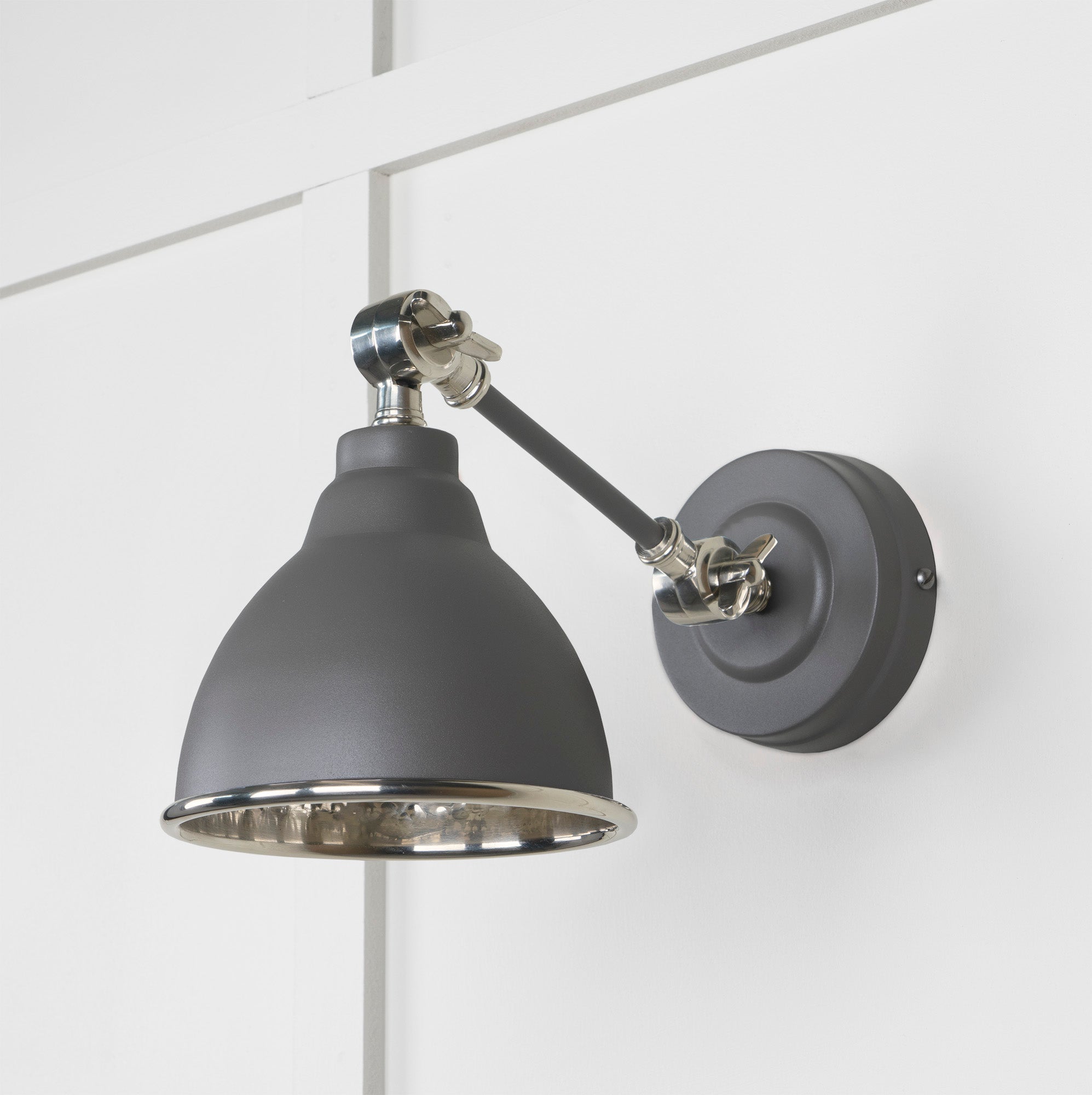 Hammered Nickel Brindley Wall Light | Hammered Nickel Bluff - From the Anvil - EB London