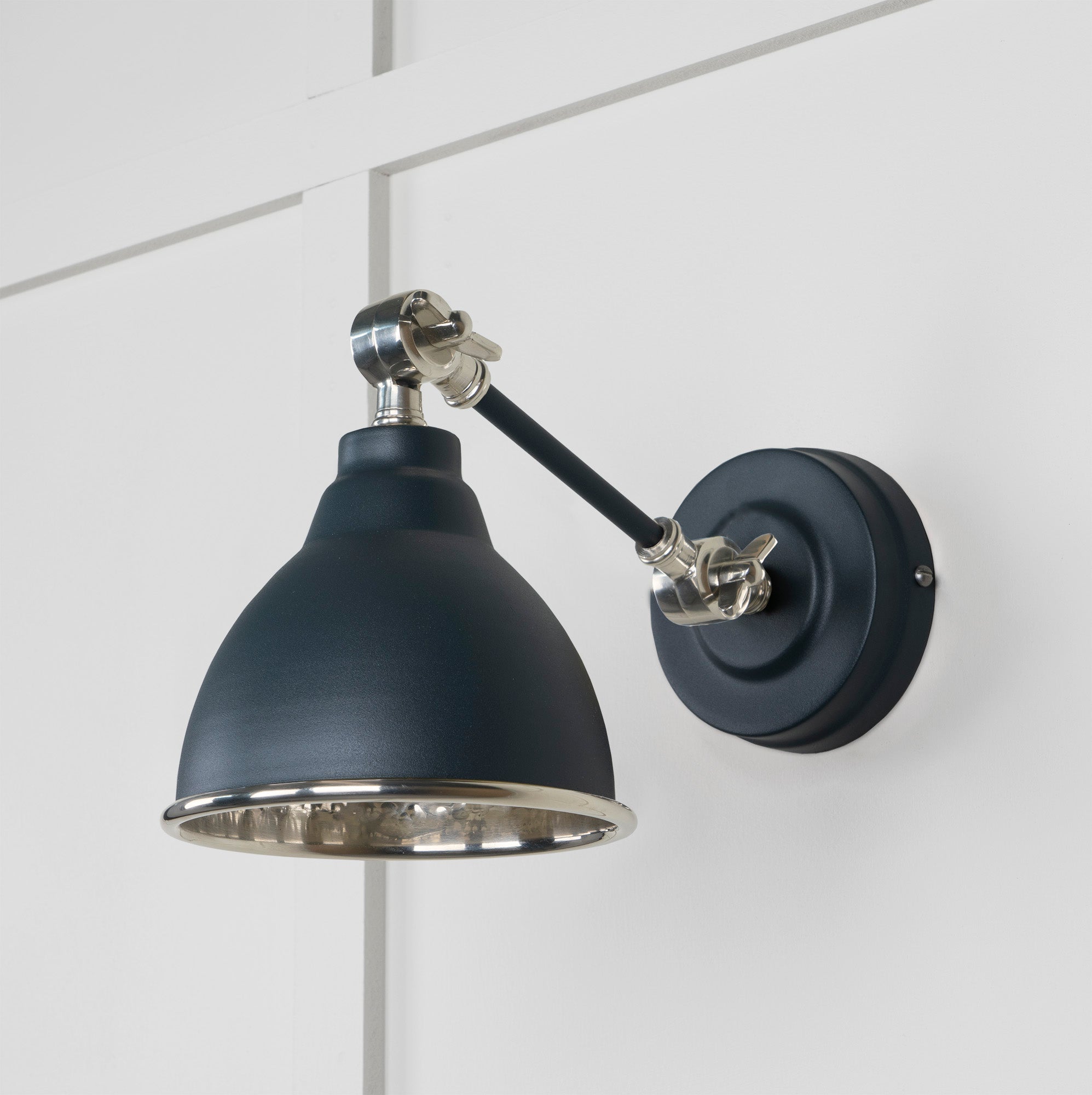 Hammered Nickel Brindley Wall Light | Hammered Nickel Soot - From the Anvil - EB London