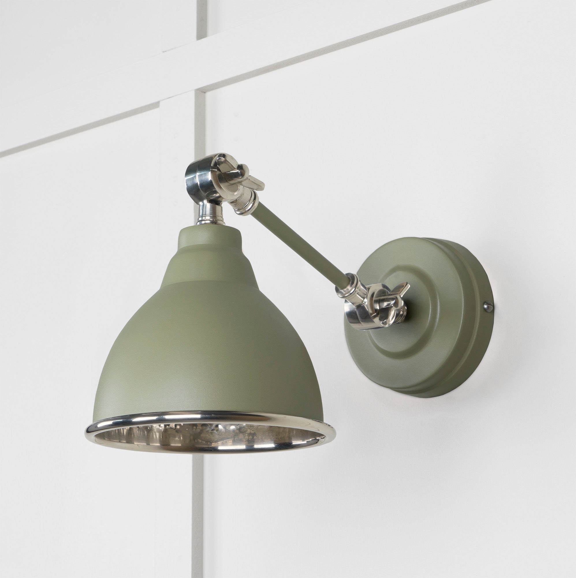 Hammered Nickel Brindley Wall Light | Hammered Nickel Tump - From the Anvil - EB London