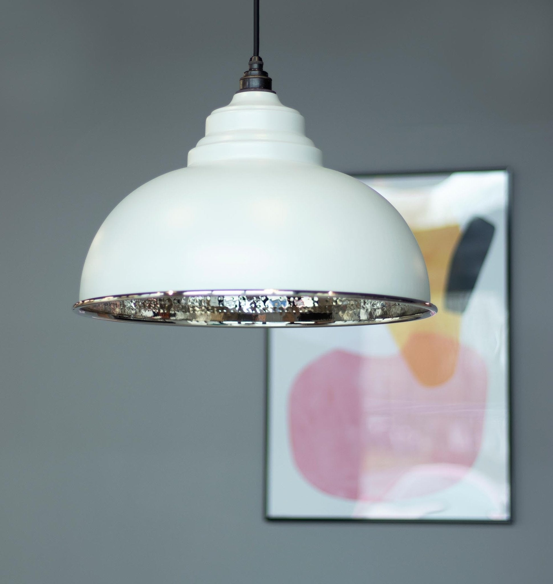 Hammered Nickel Harborne Pendant | Birch - From The Anvil - EB London