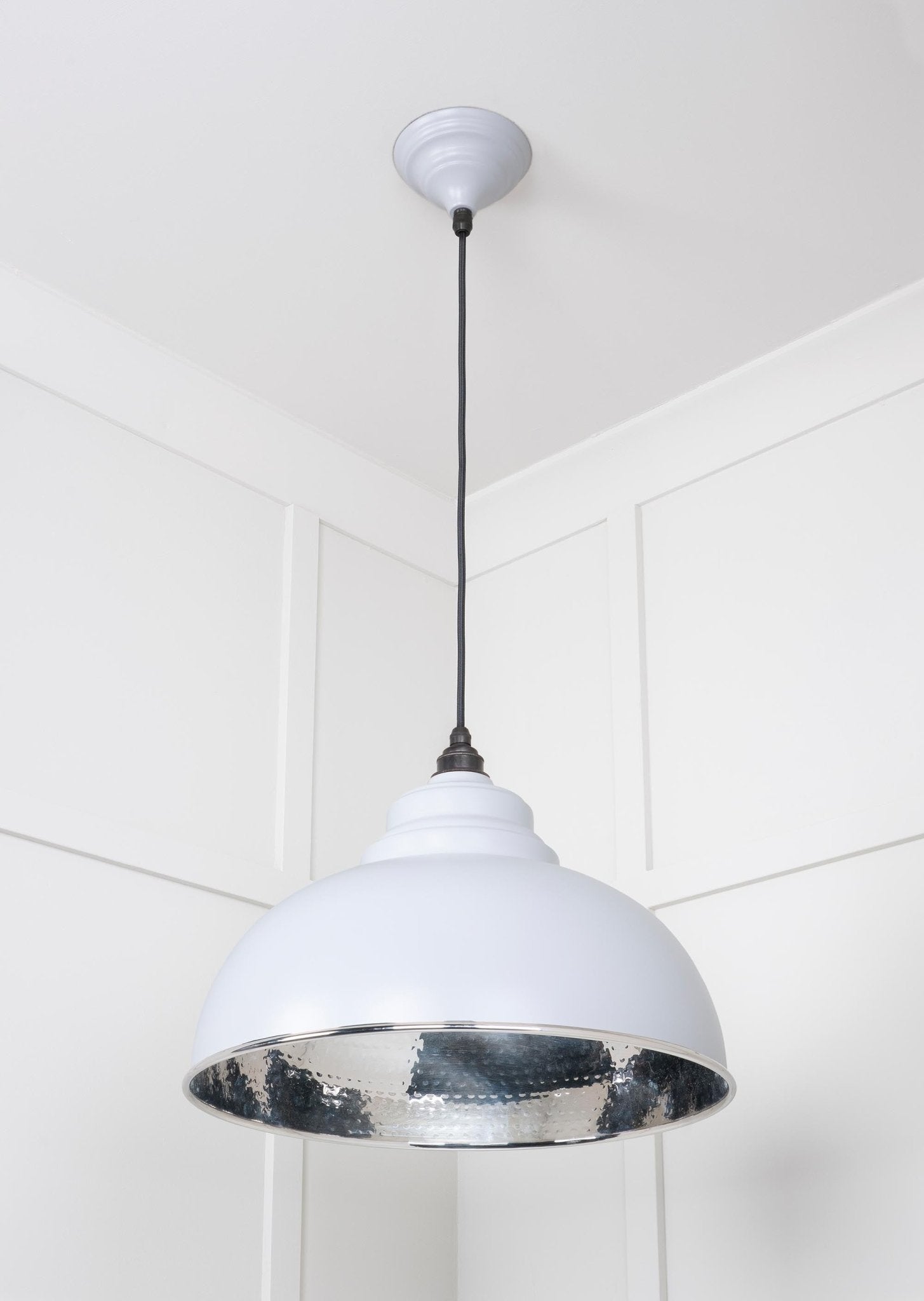 Hammered Nickel Harborne Pendant | Birch - From The Anvil - EB London