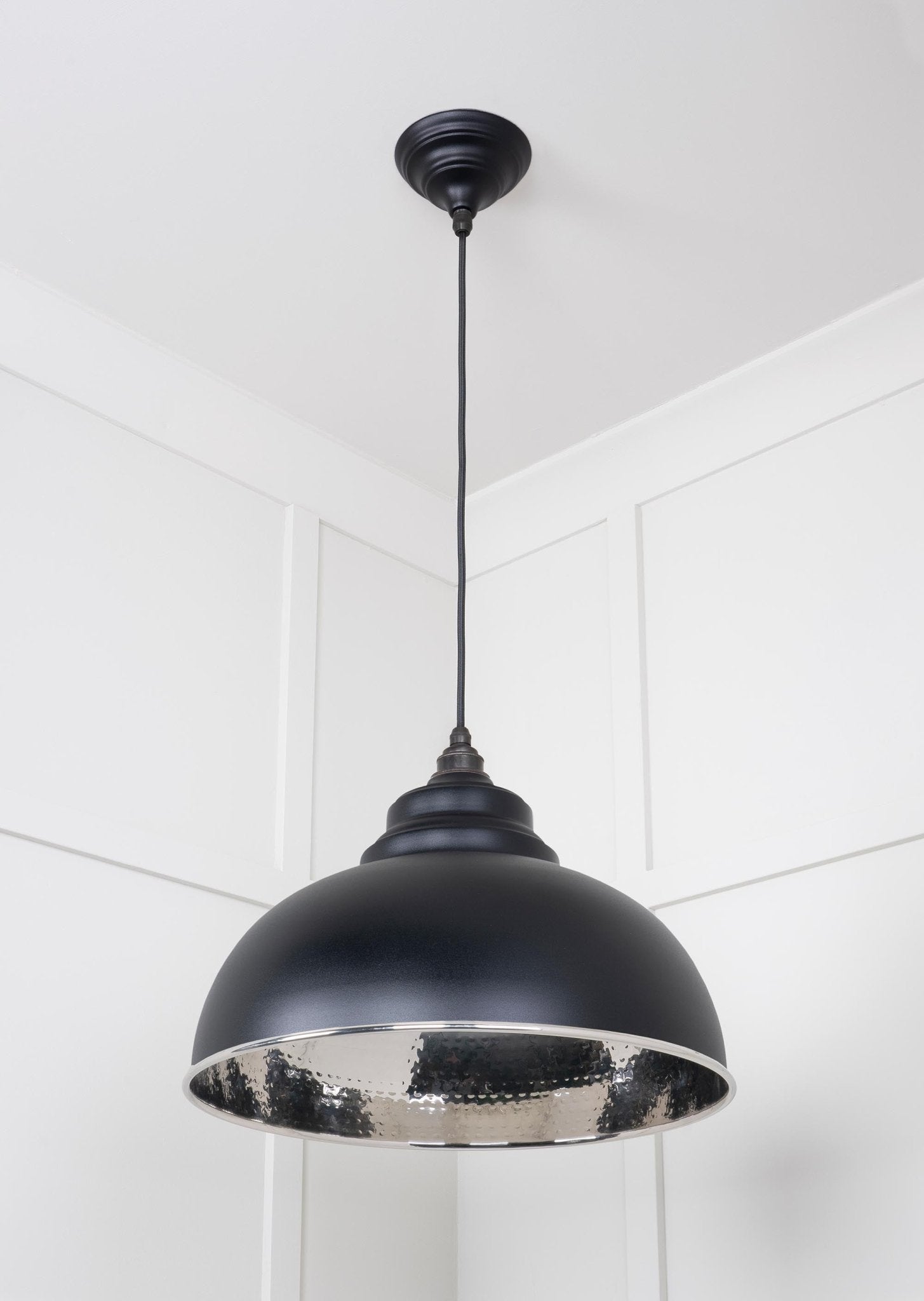 Hammered Nickel Harborne Pendant | Elan Black - From The Anvil - EB London