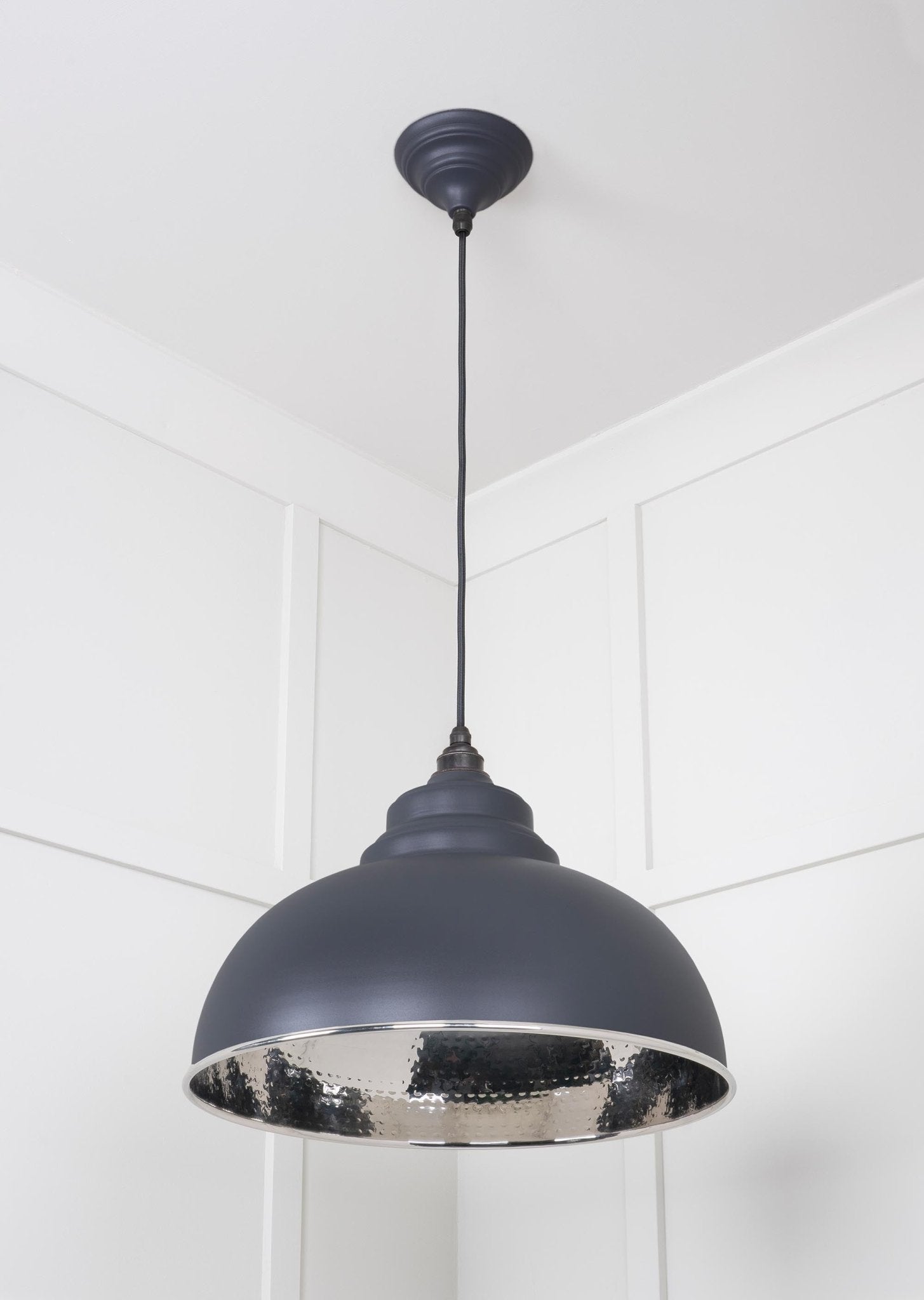 Hammered Nickel Harborne Pendant | Slate - From The Anvil - EB London