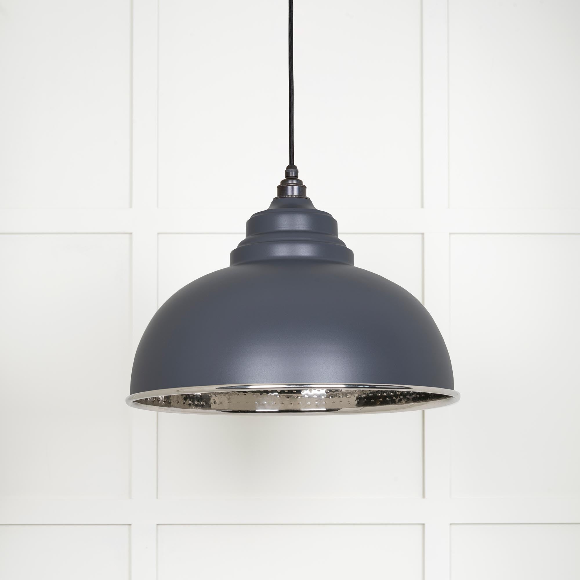 Hammered Nickel Harborne Pendant | Slate - From The Anvil - EB London