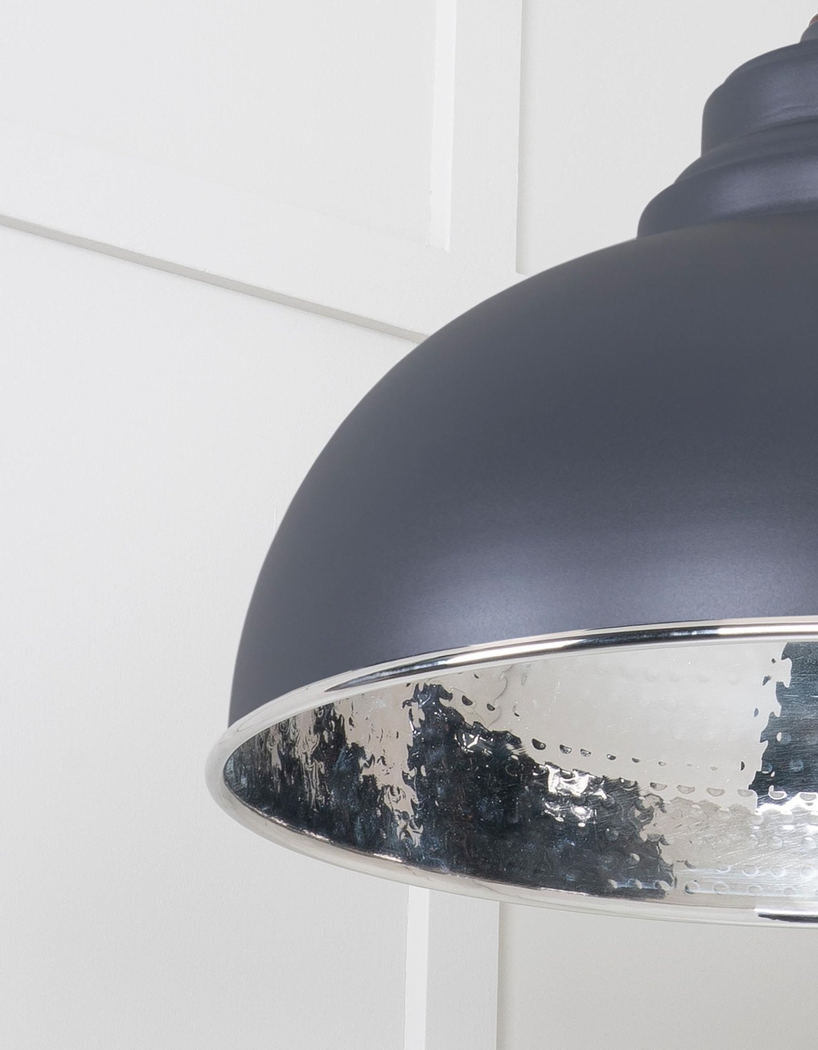 Hammered Nickel Harborne Pendant | Slate - From The Anvil - EB London