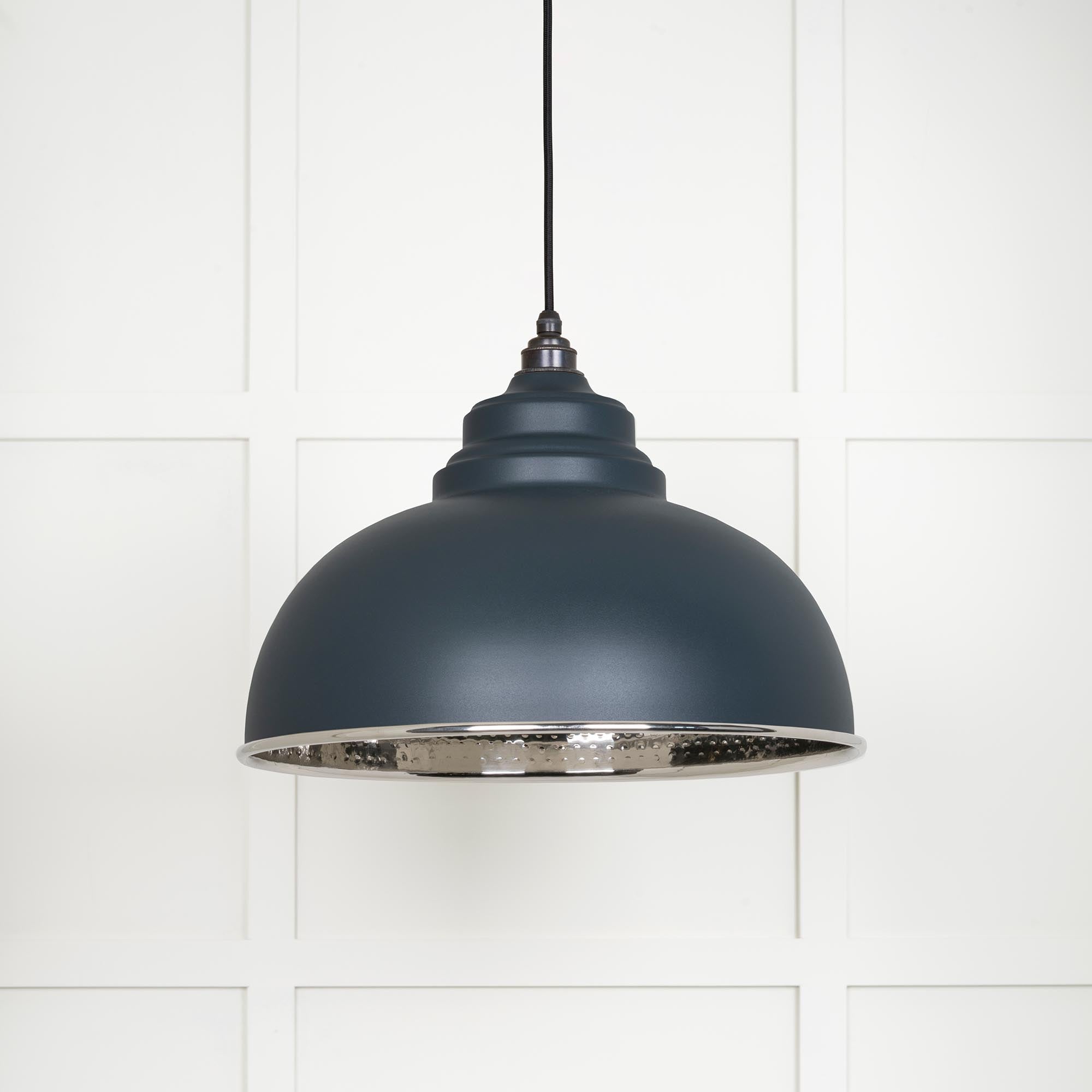 Hammered Nickel Harborne Pendant | Soot - From The Anvil - EB London
