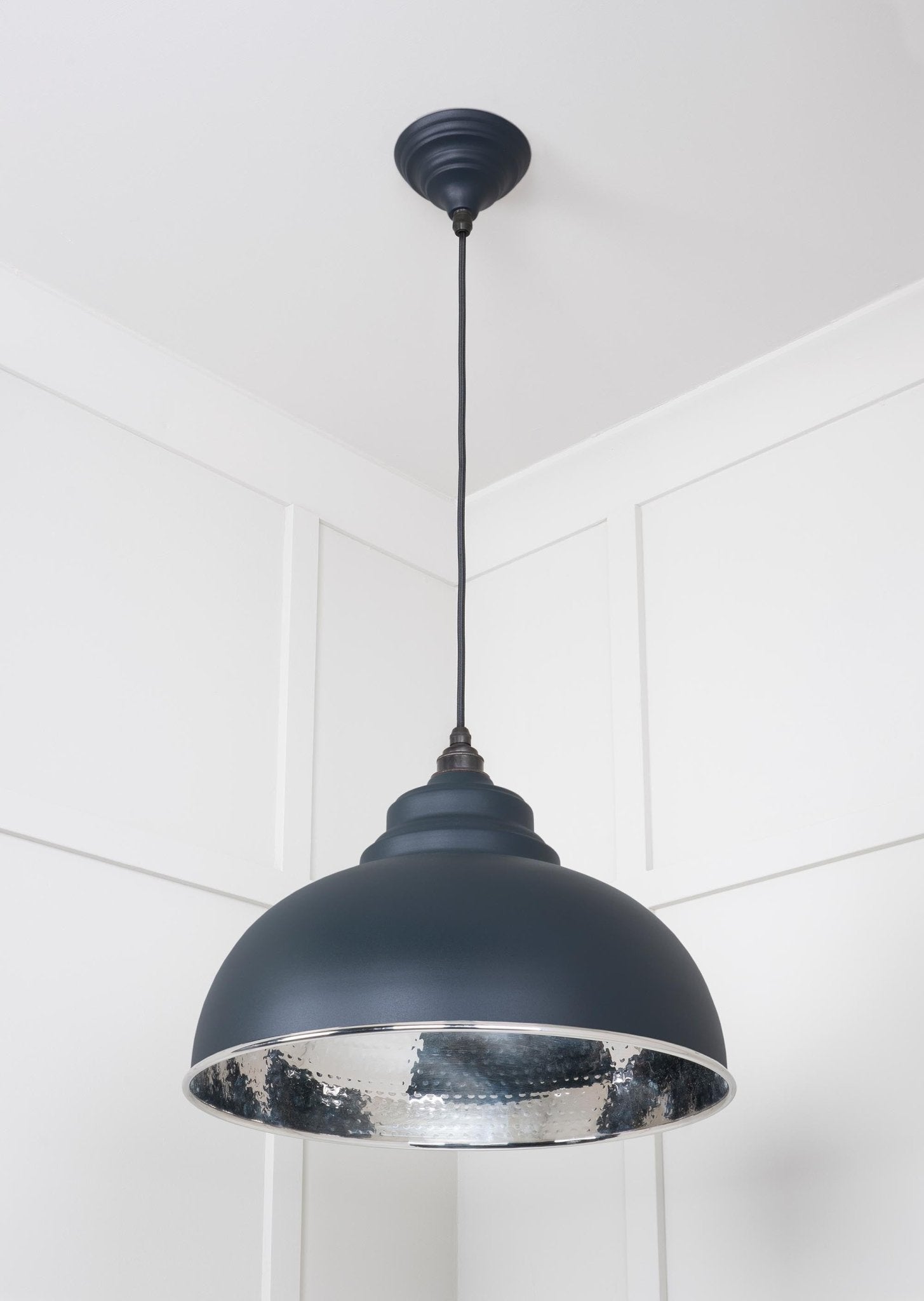 Hammered Nickel Harborne Pendant | Soot - From The Anvil - EB London