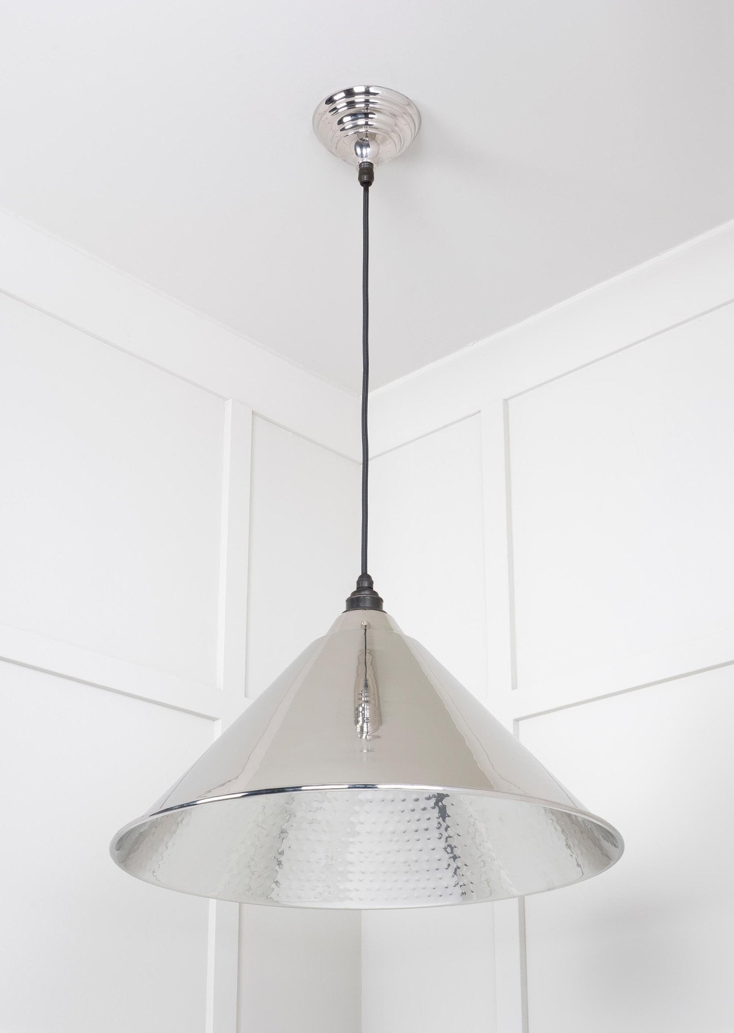 Hammered Nickel Hockley Pendant |Bare - From The Anvil - EB London