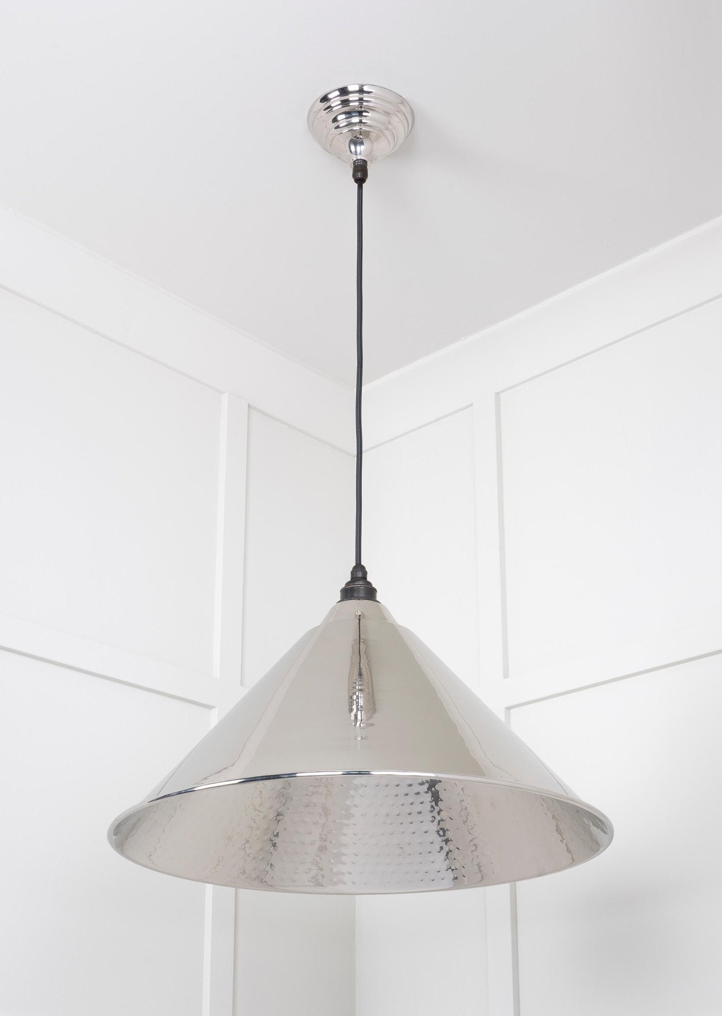 Hammered Nickel Hockley Pendant |Bare - From The Anvil - EB London