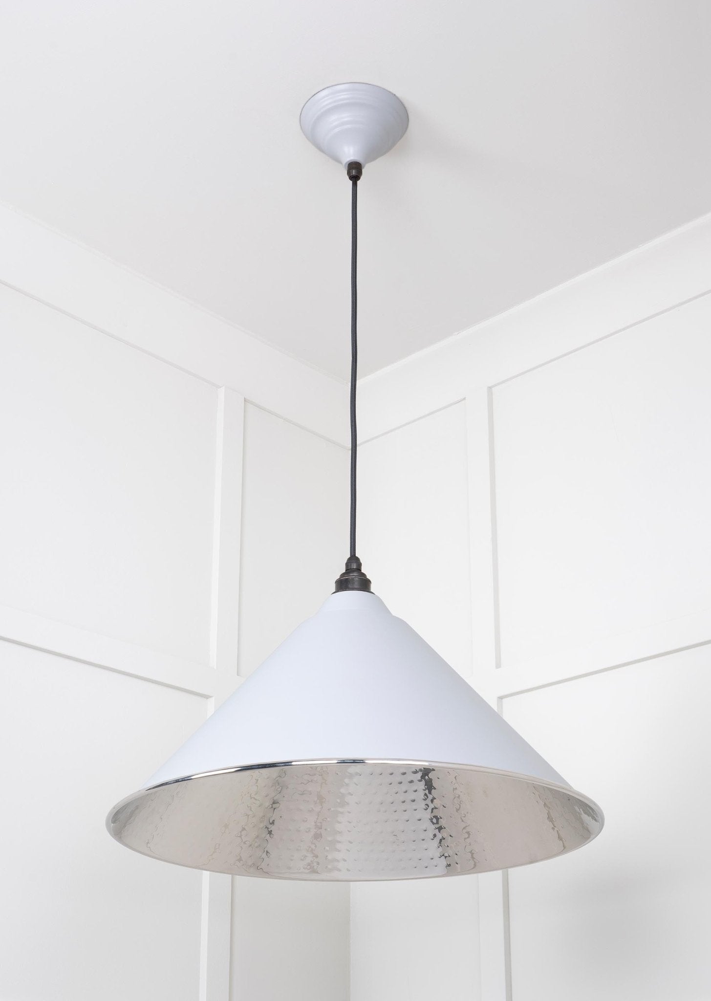 Hammered Nickel Hockley Pendant | Birch - From The Anvil - EB London