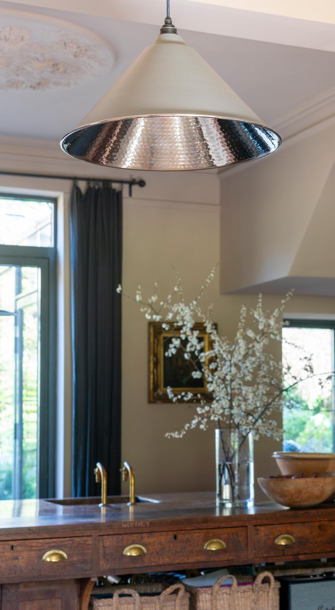 Hammered Nickel Hockley Pendant | Bluff - From The Anvil - EB London
