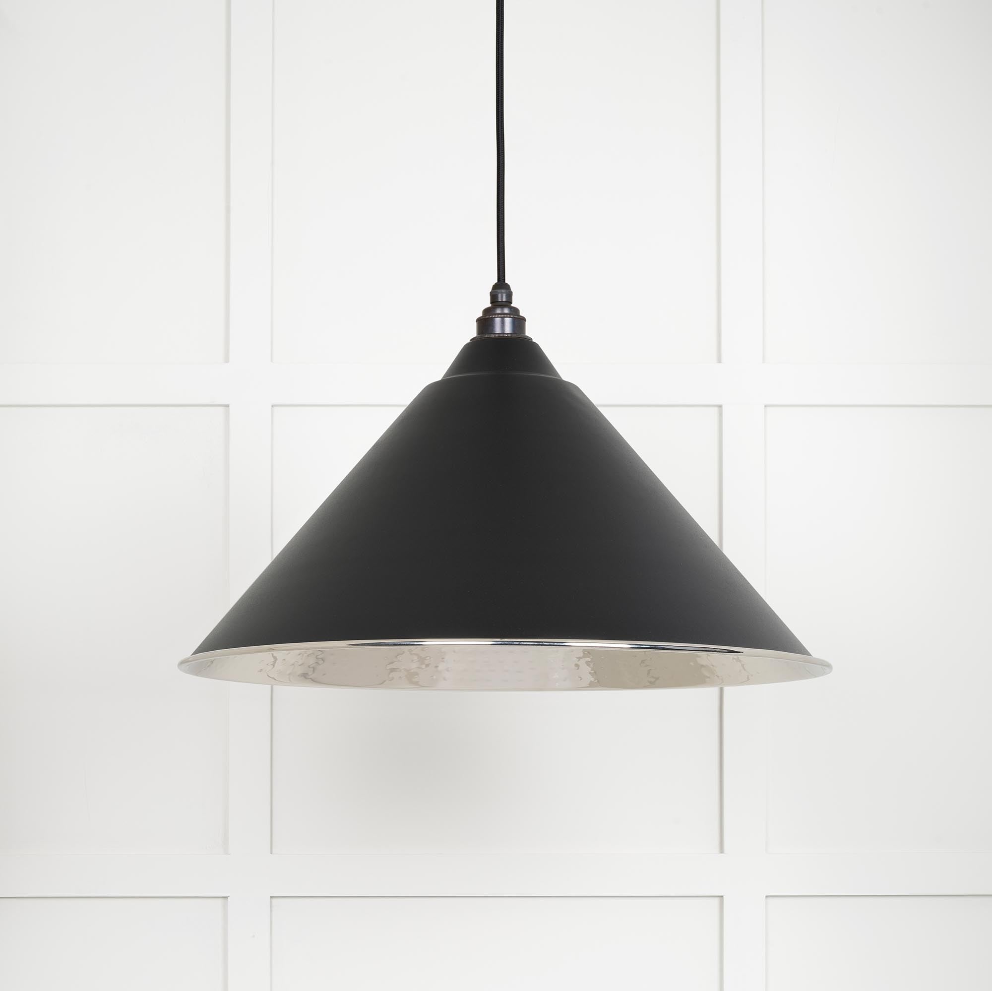 Hammered Nickel Hockley Pendant |Elan Black - From The Anvil - EB London
