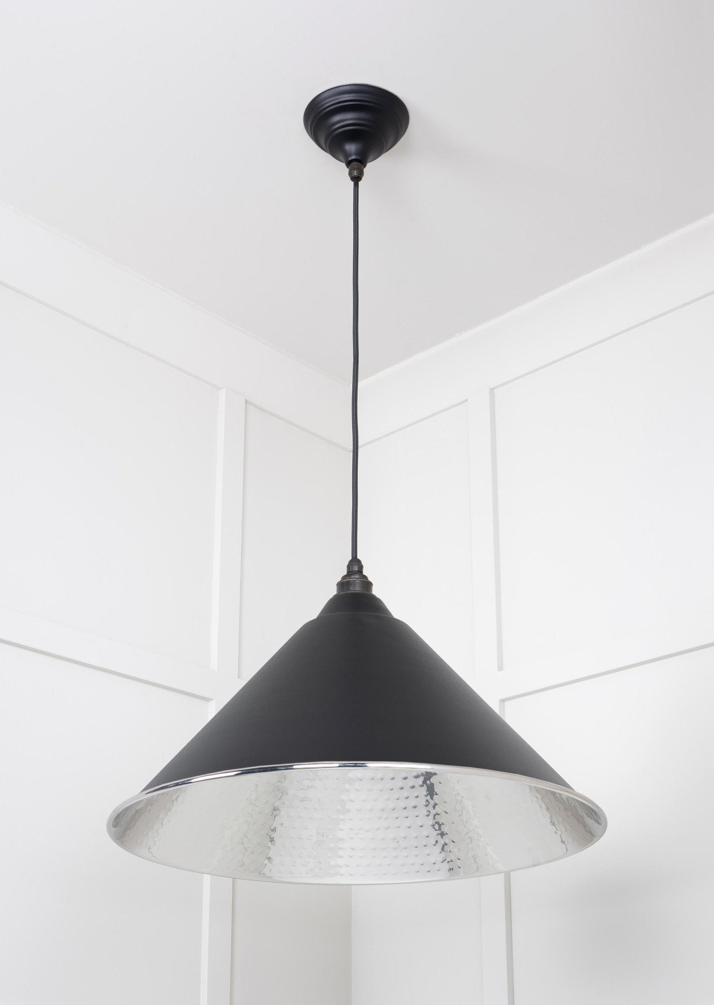 Hammered Nickel Hockley Pendant |Elan Black - From The Anvil - EB London