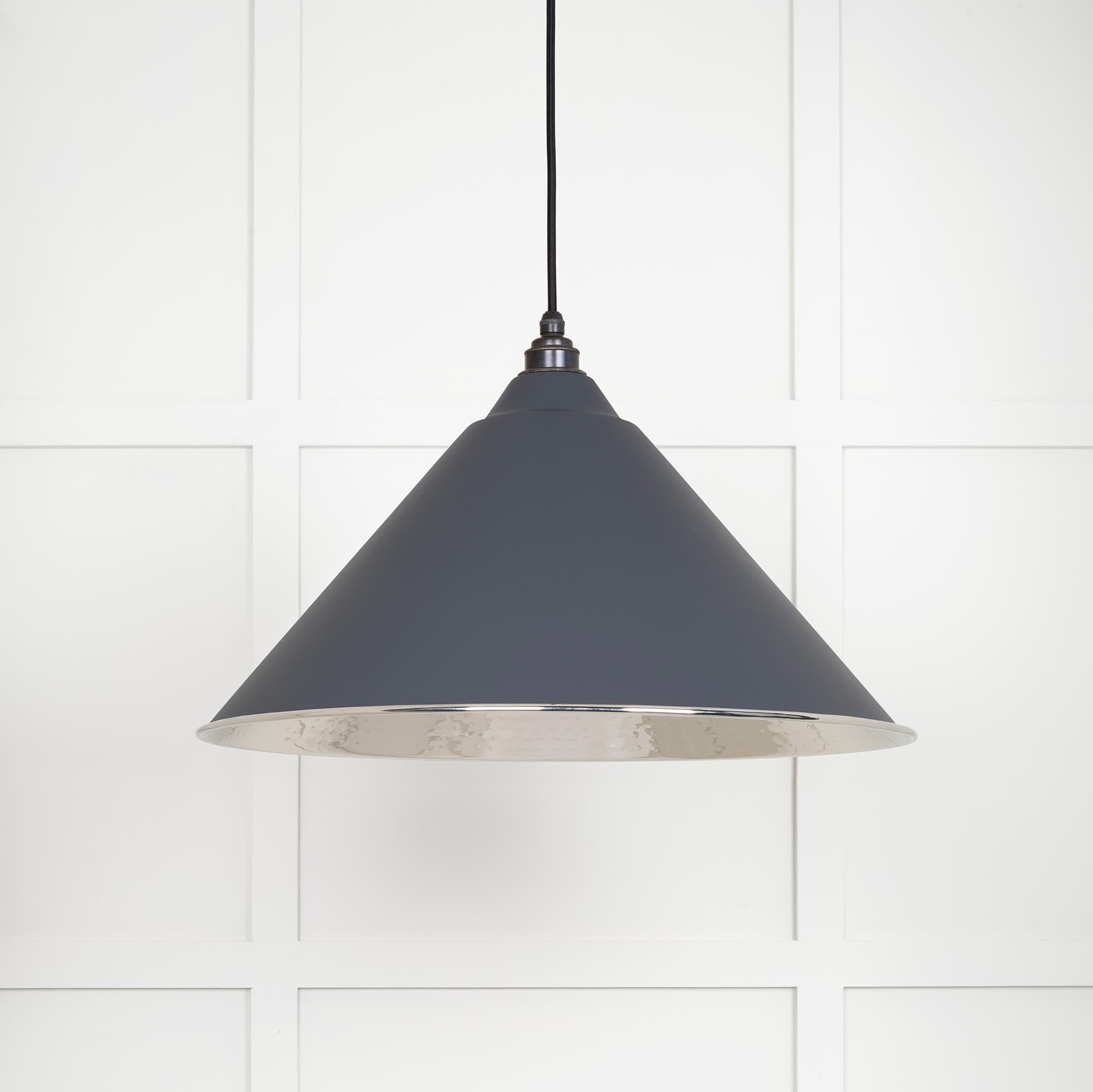Hammered Nickel Hockley Pendant |Slate - From The Anvil - EB London