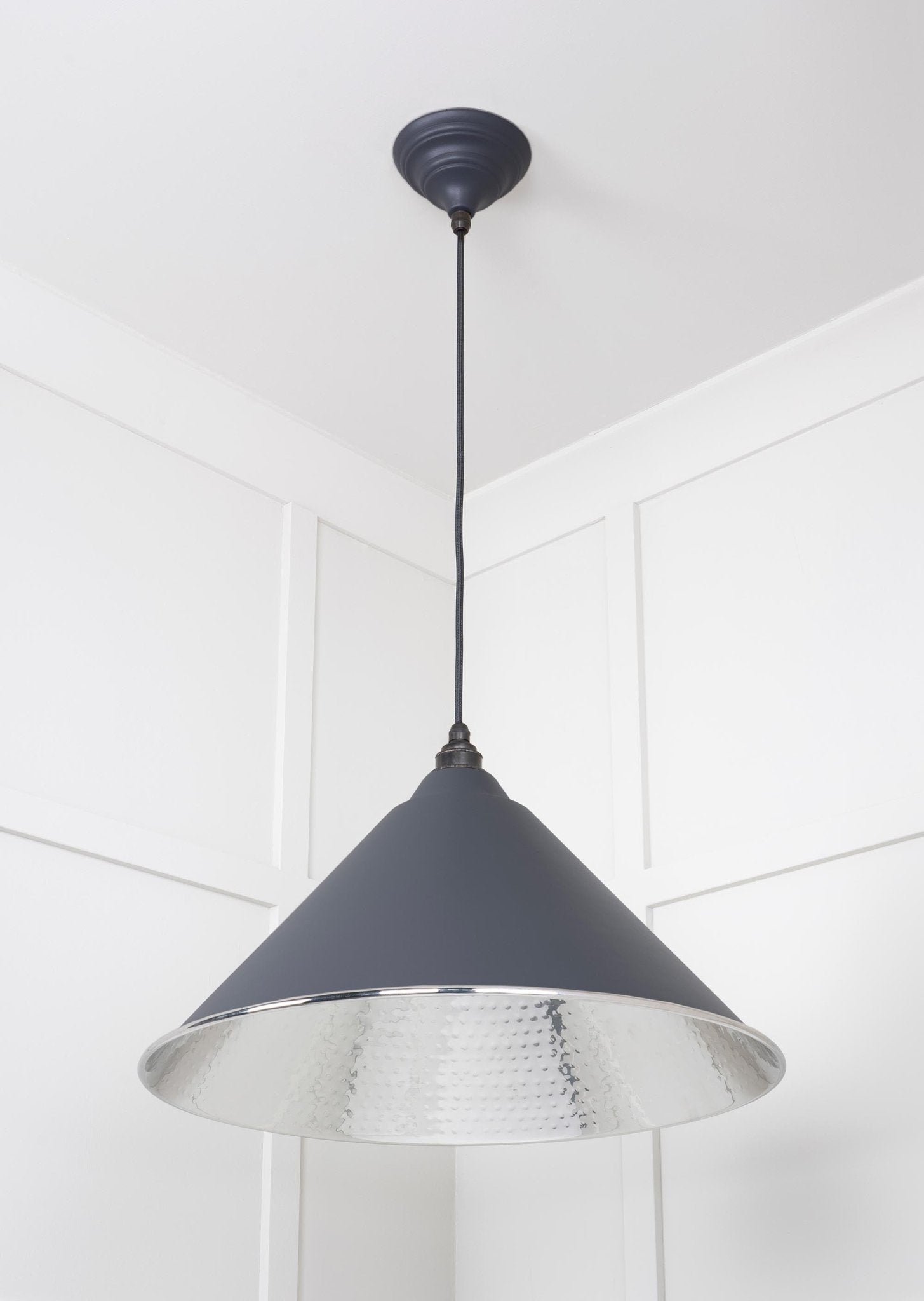 Hammered Nickel Hockley Pendant |Slate - From The Anvil - EB London