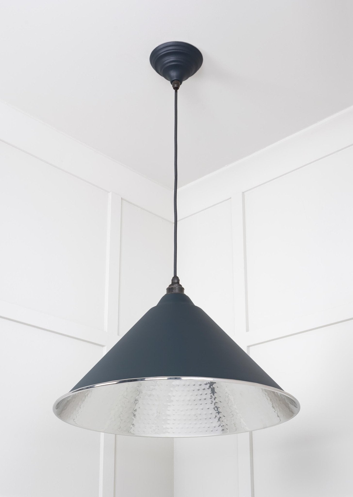 Hammered Nickel Hockley Pendant | Soot - From The Anvil - EB London